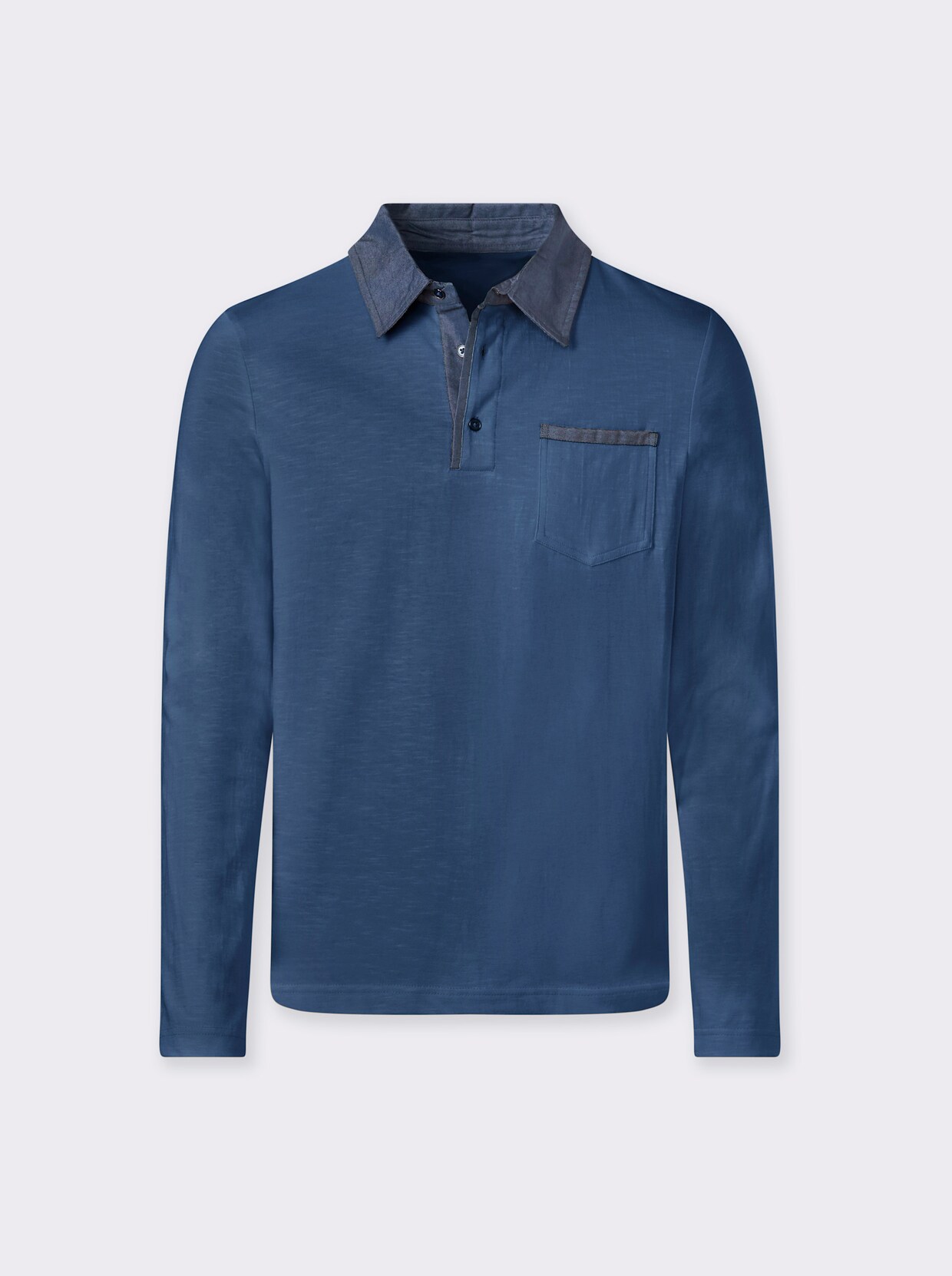 Marco Donati Langarmshirt mit Details in Denim-Optik - jeansblau