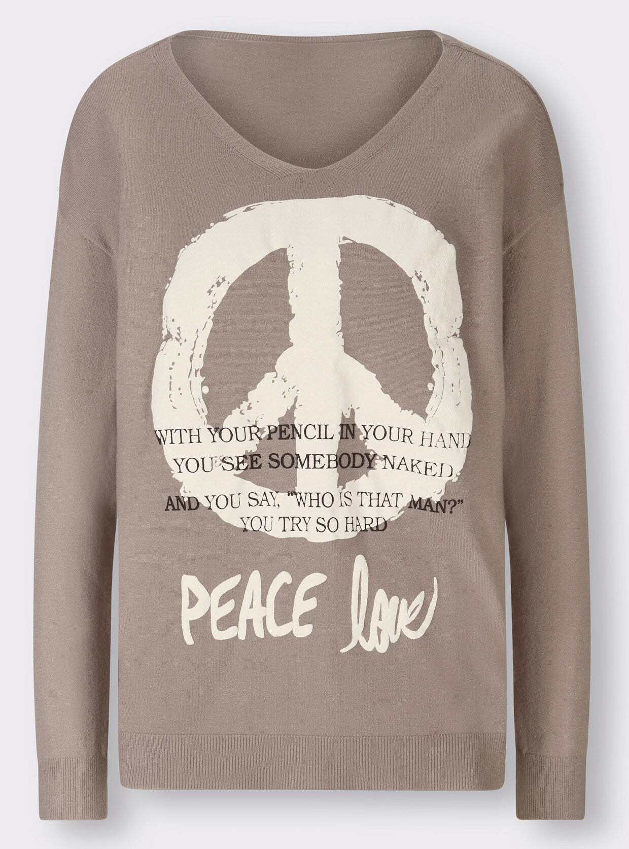 heine Pullover met V-hals - taupe