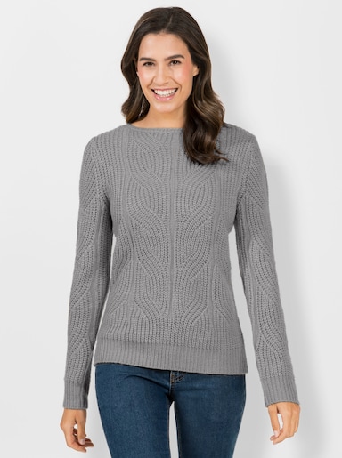 Strickpullover - steingrau-meliert