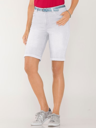 Jeansbermudas mit Gratis-Gürtel - weiß
