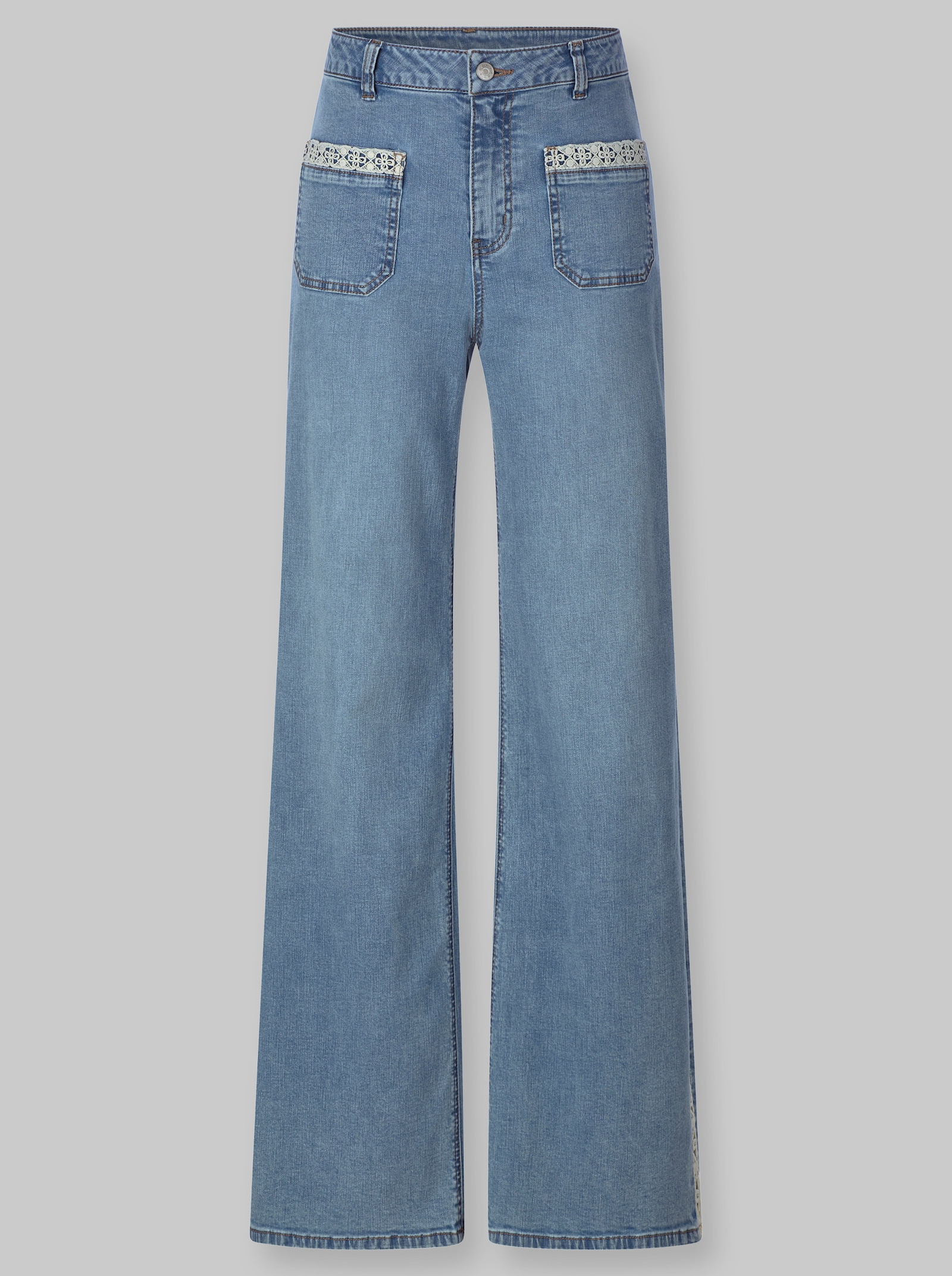 heine Bootcut-Jeans mit Spitze seitlich - blue-bleached