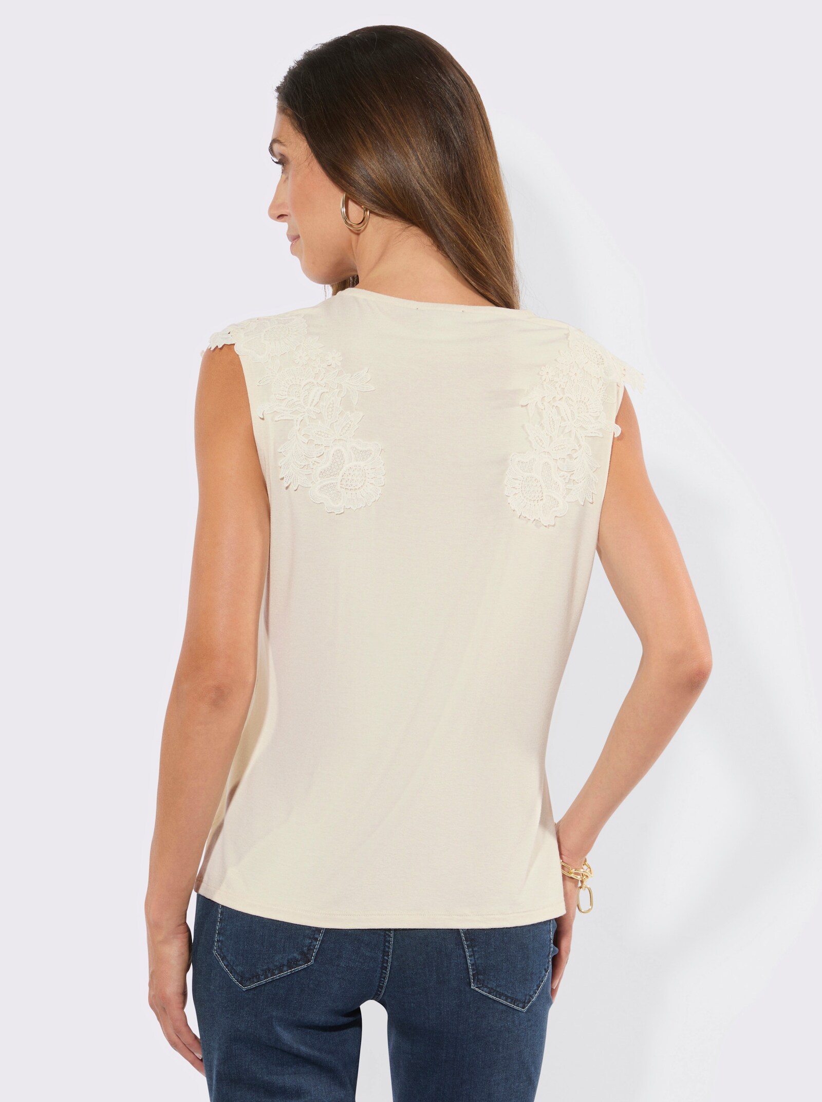 Shirt mit Spitzenborte - champagner