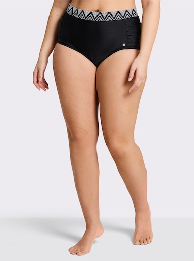 sheego Bikini-Hose mit seitlicher Raffung und Shaping-Effekt - schwarz