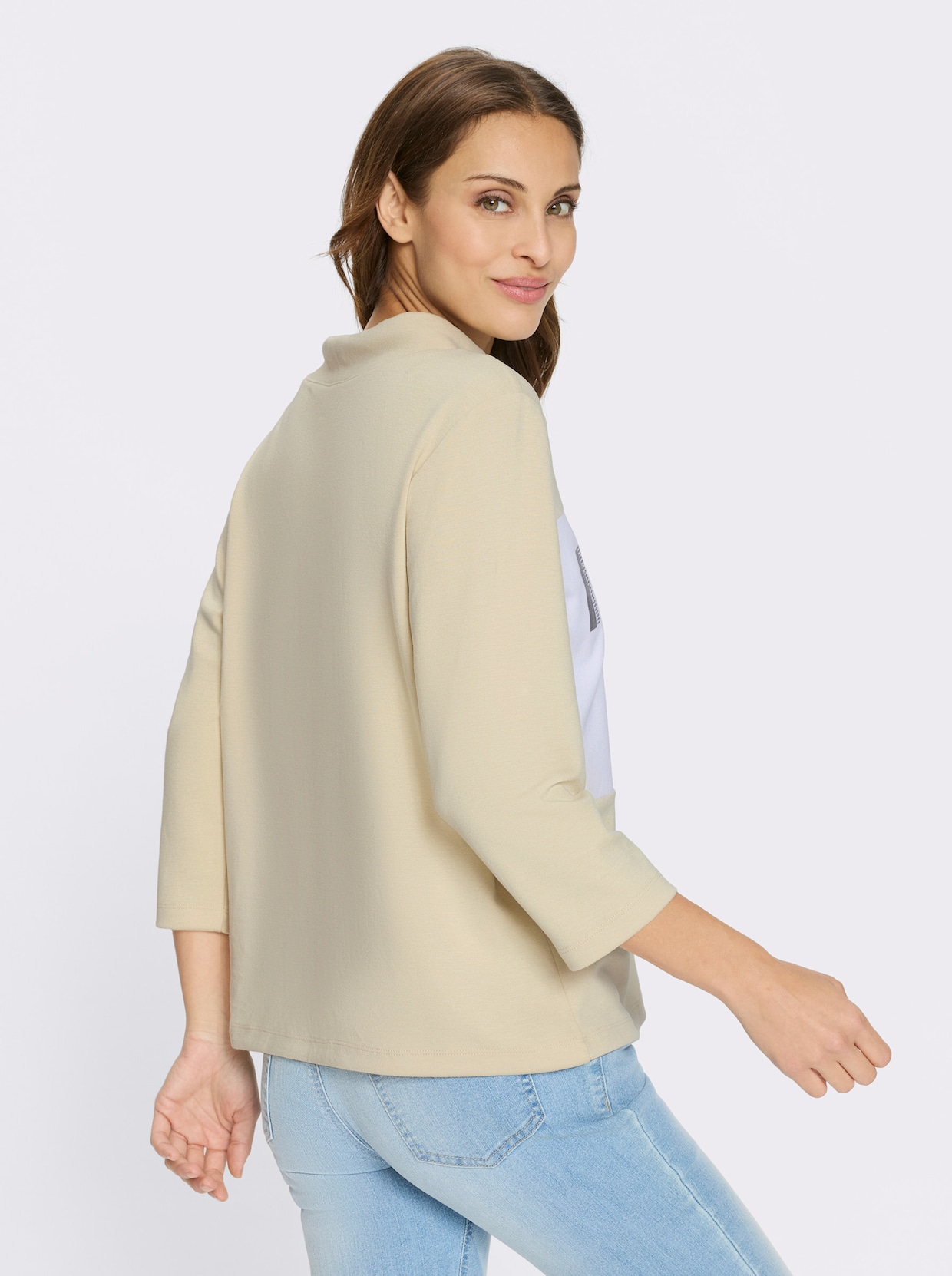 Sweatshirt - sand-weiß-geringelt