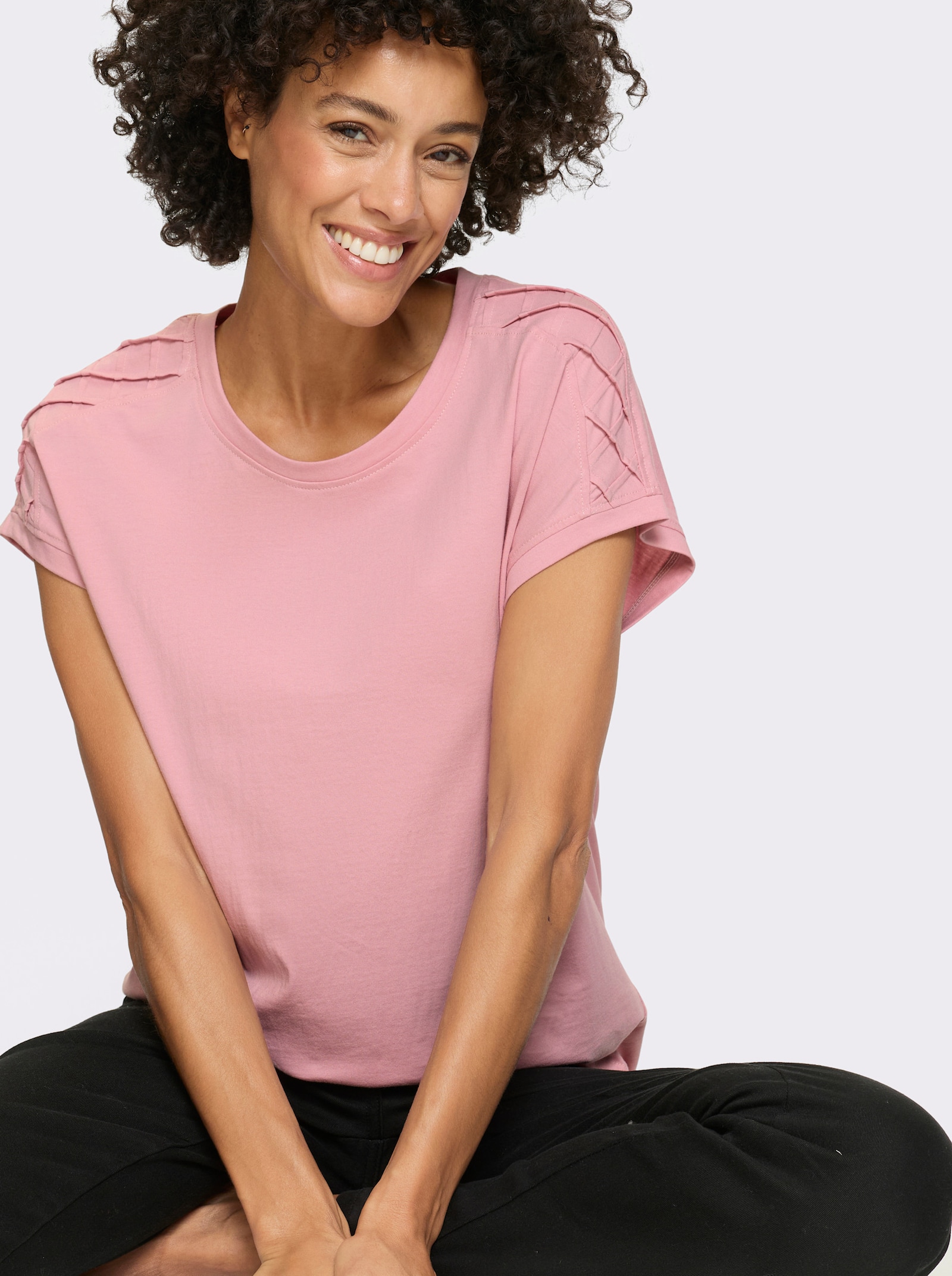 Tričko, okr.výstr., preš.-pepito - svetloružová