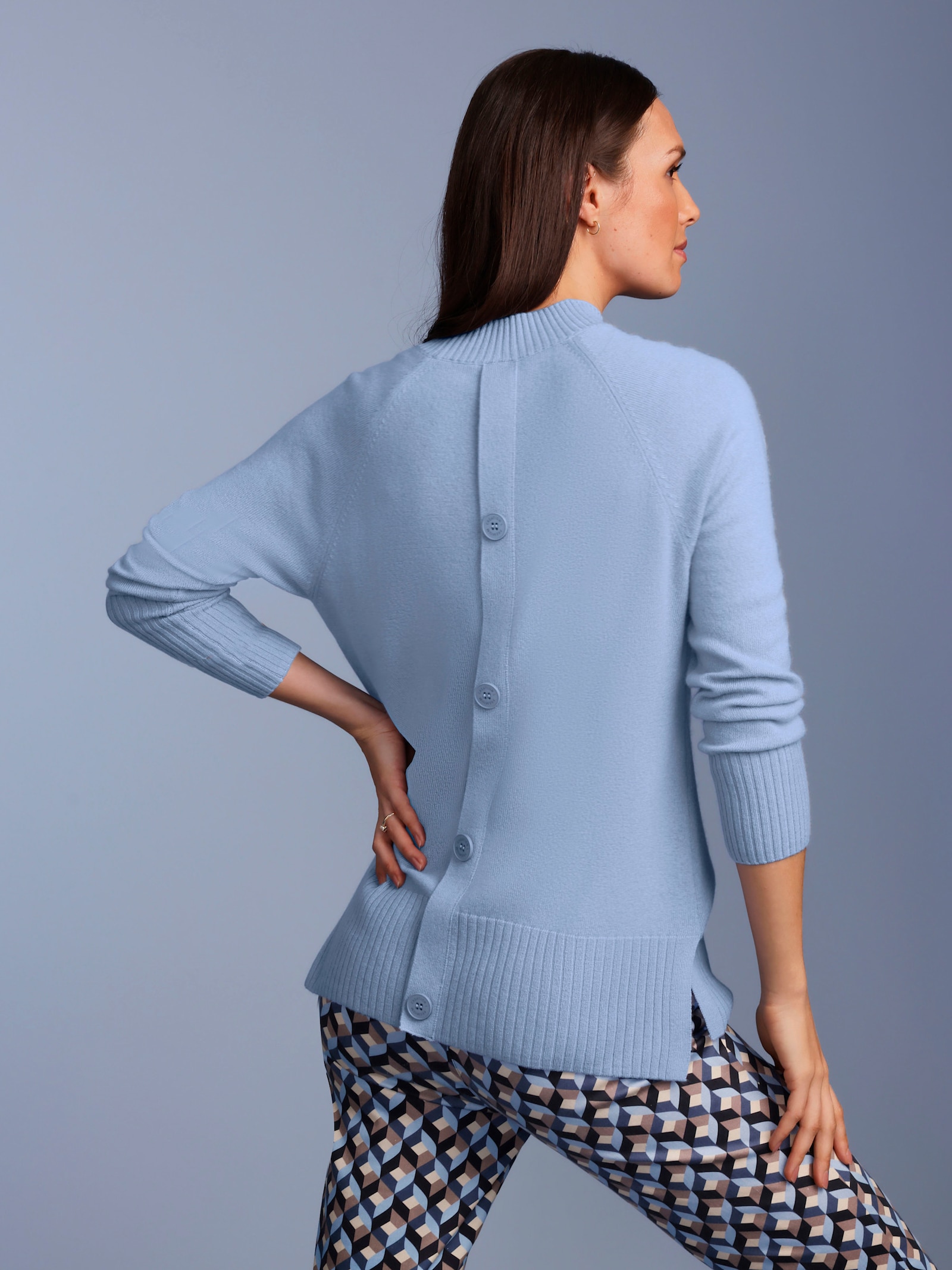 CREATION L PREMIUM Stehkragenpullover - bleu