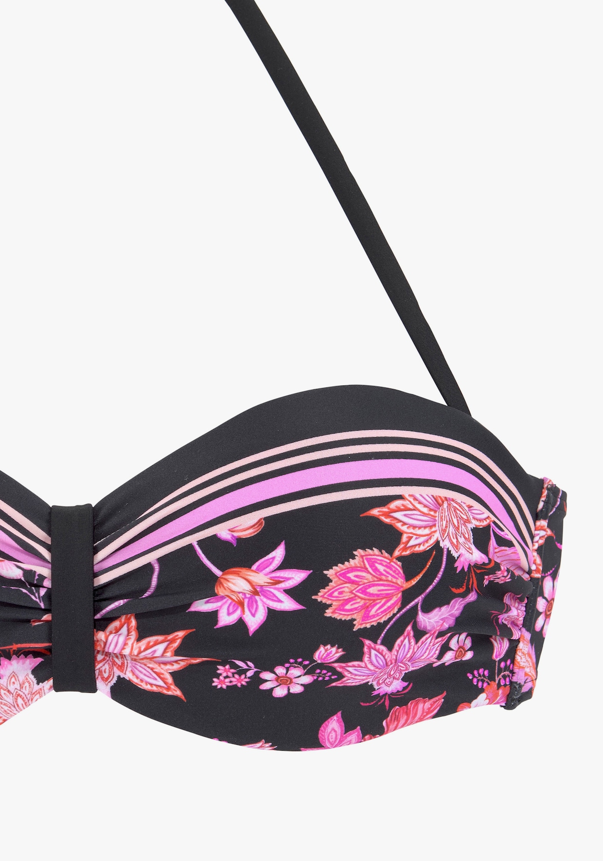 LASCANA Bügel-Bandeau-Bikini-Top - schwarz-pink