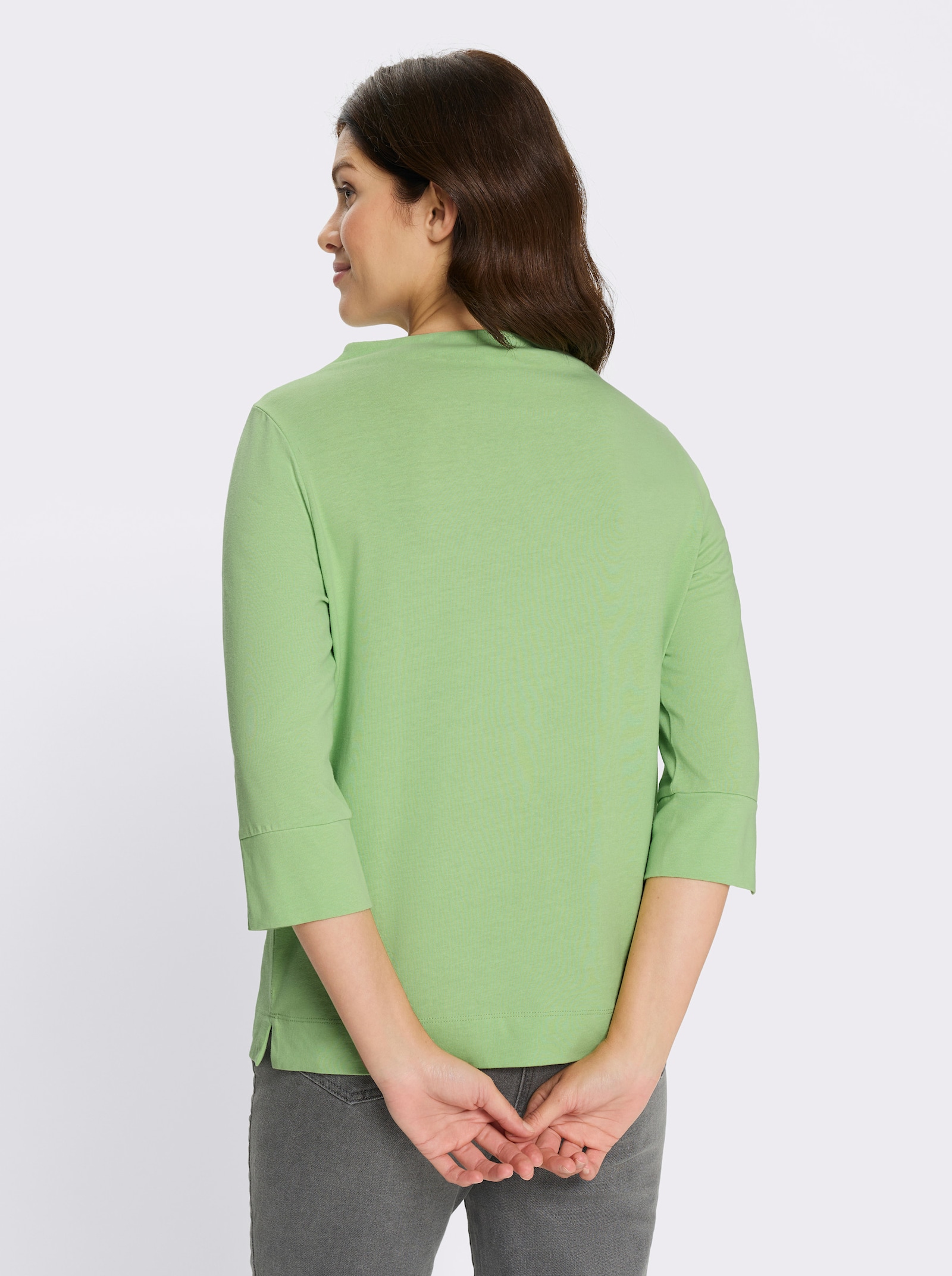 3/4-Arm-Shirt mit Biesen im Vorderteil - reseda