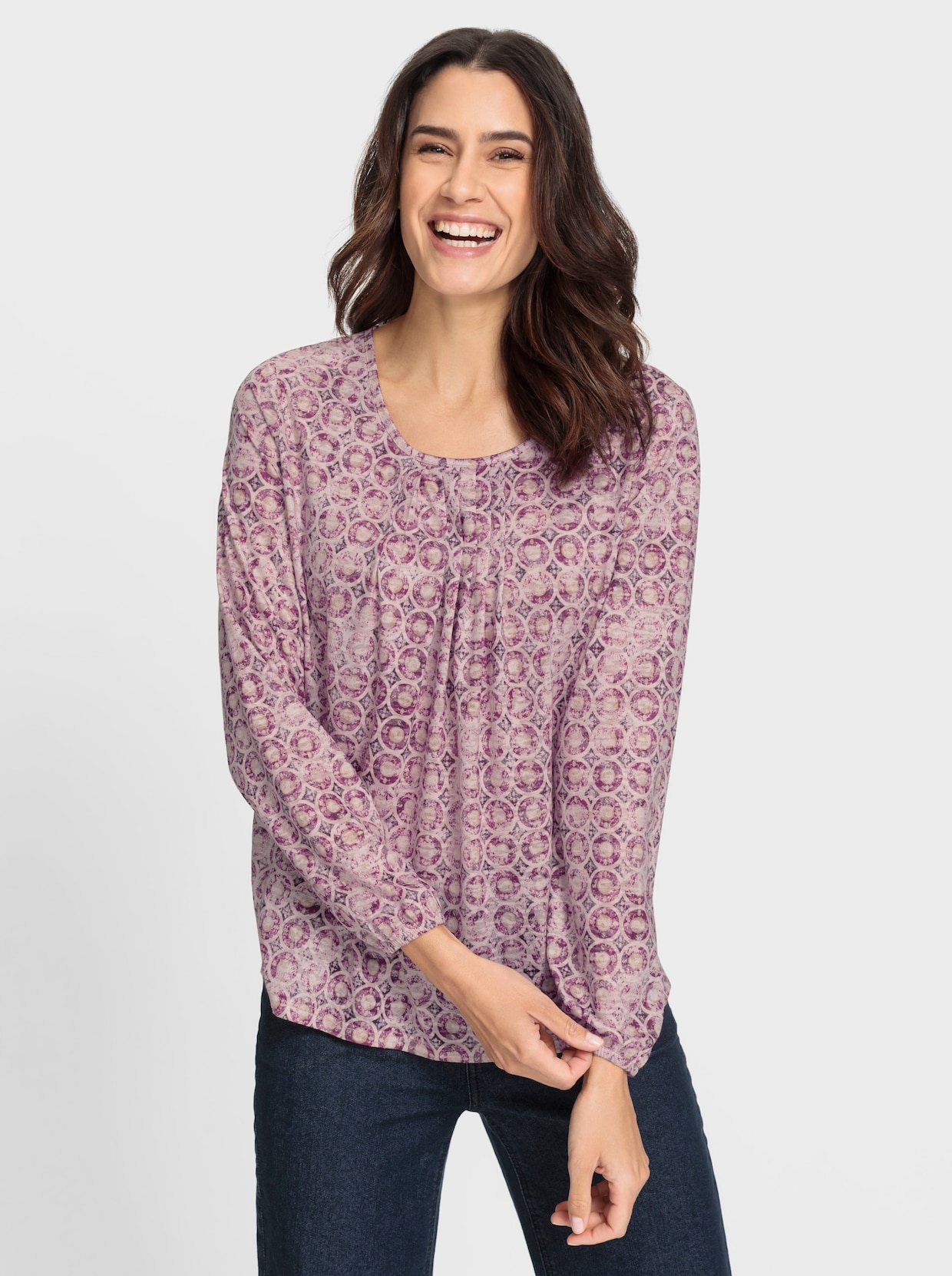 Shirt met print - ivoor/mauve bedrukt