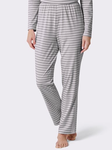 wäschepur Schlafanzug-Hose - steingrau-weiß-geringelt