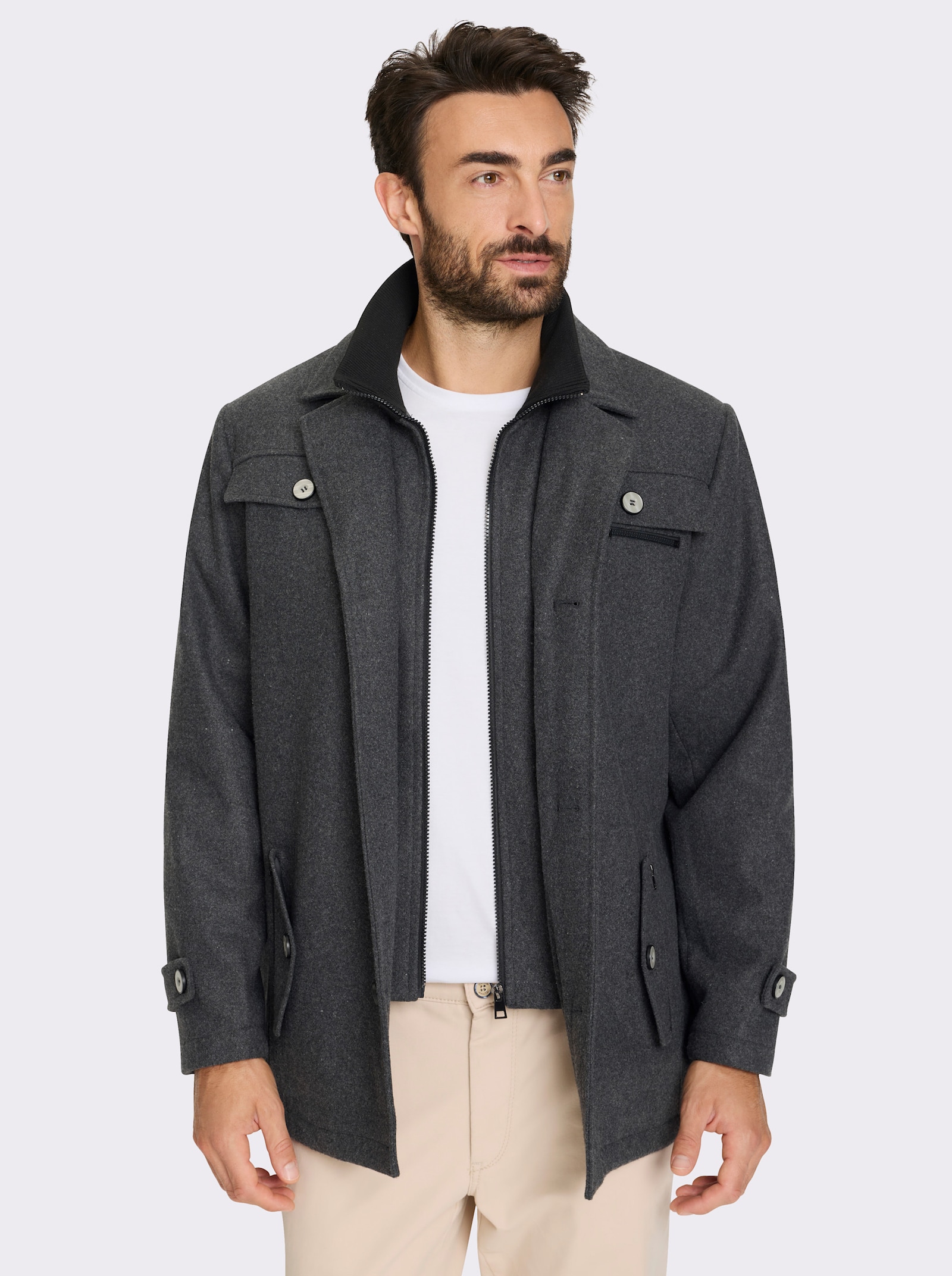 Marco Donati Longjacke in Woll-Optik - graphit-meliert