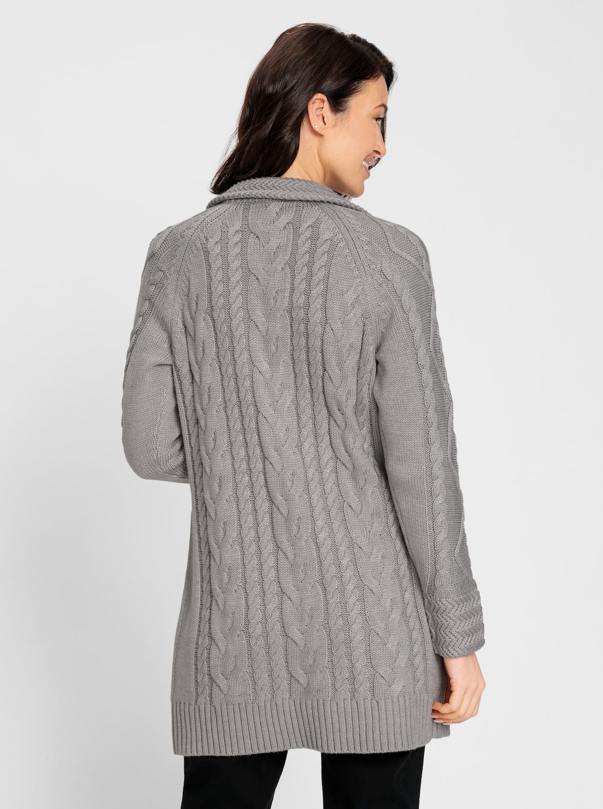 Úpletový kabátik s dlhými rukávmi - zelenosivý melír