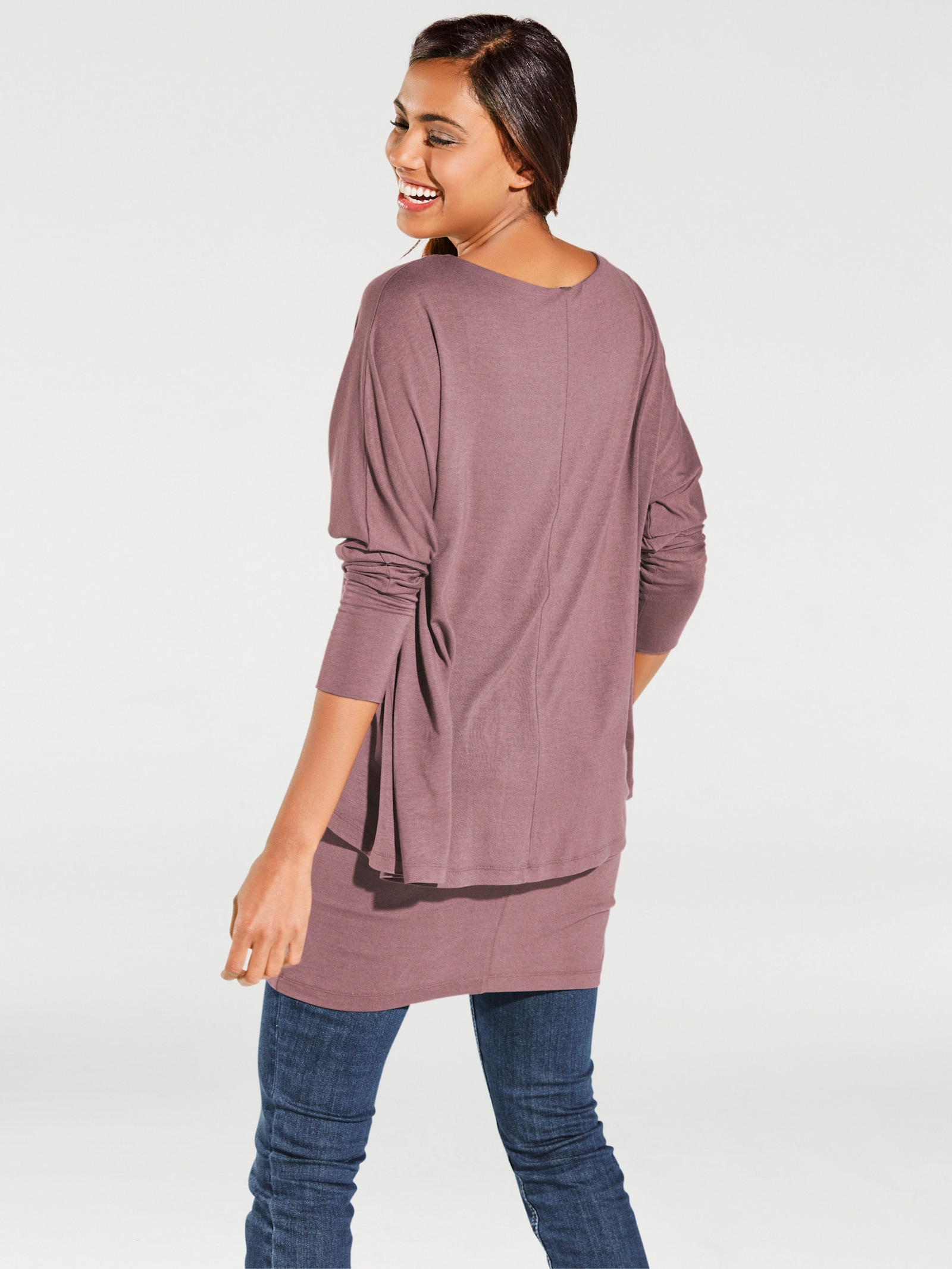 heine Shirt met ronde hals en vleermuismouwen - mauve