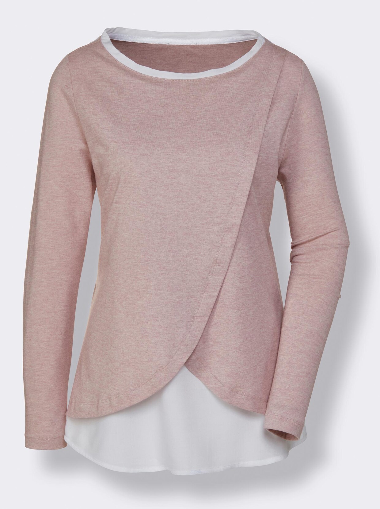 Creation L Premium Viskose-Woll-Shirt - rosé-meliert