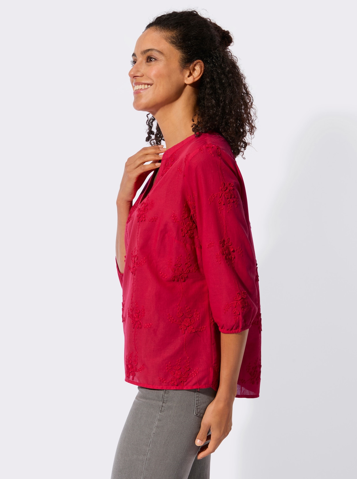 Baumwollbluse - erdbeere