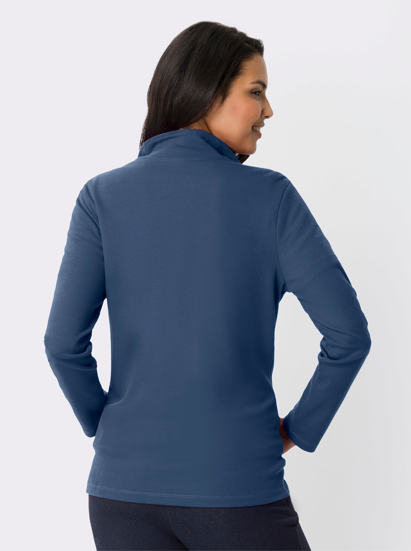 Sweatjack met krasbescherming voor de kin - jeansblauw