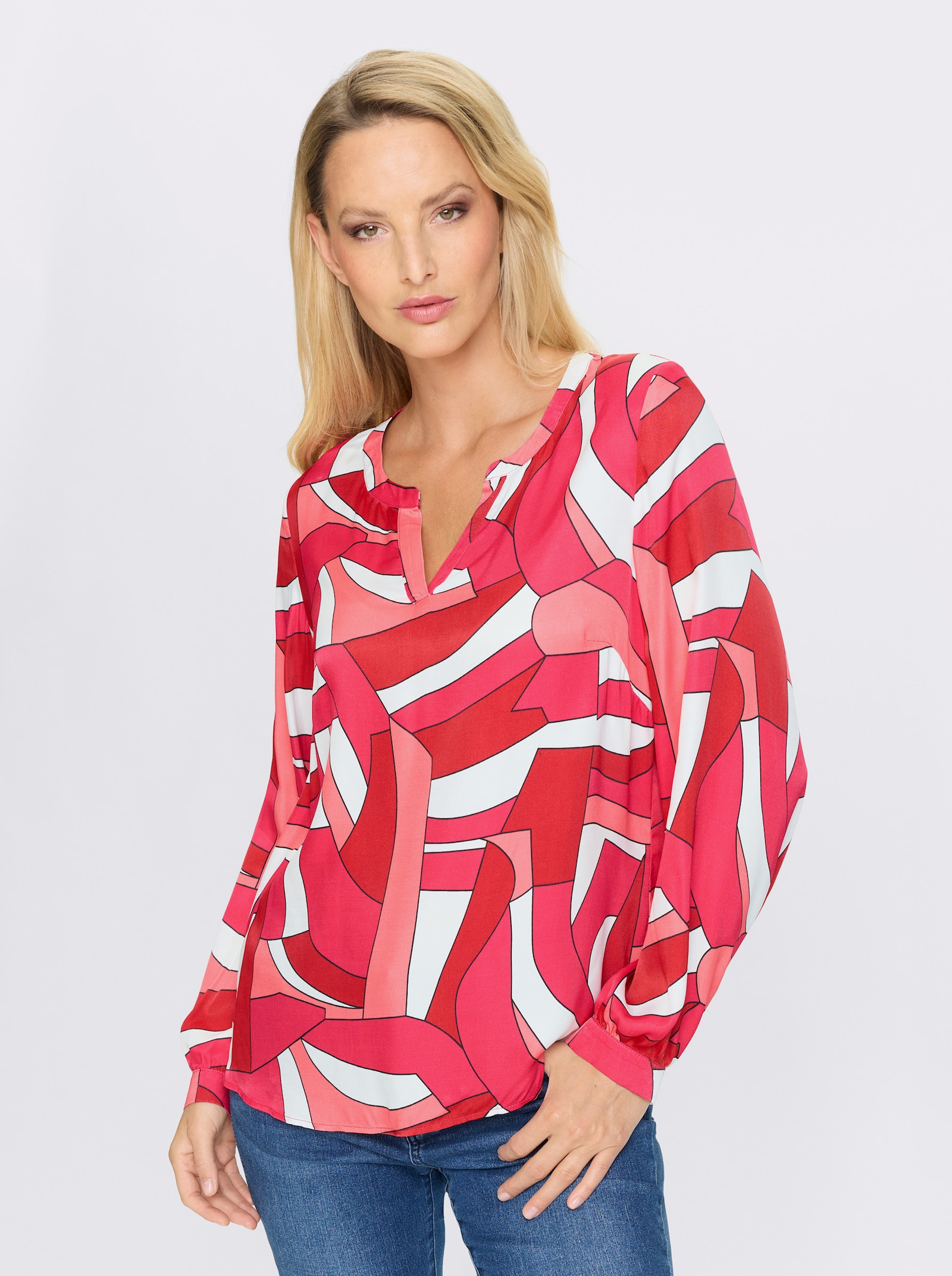 heine Druckbluse aus Satin - pink-flamingo-bedruckt