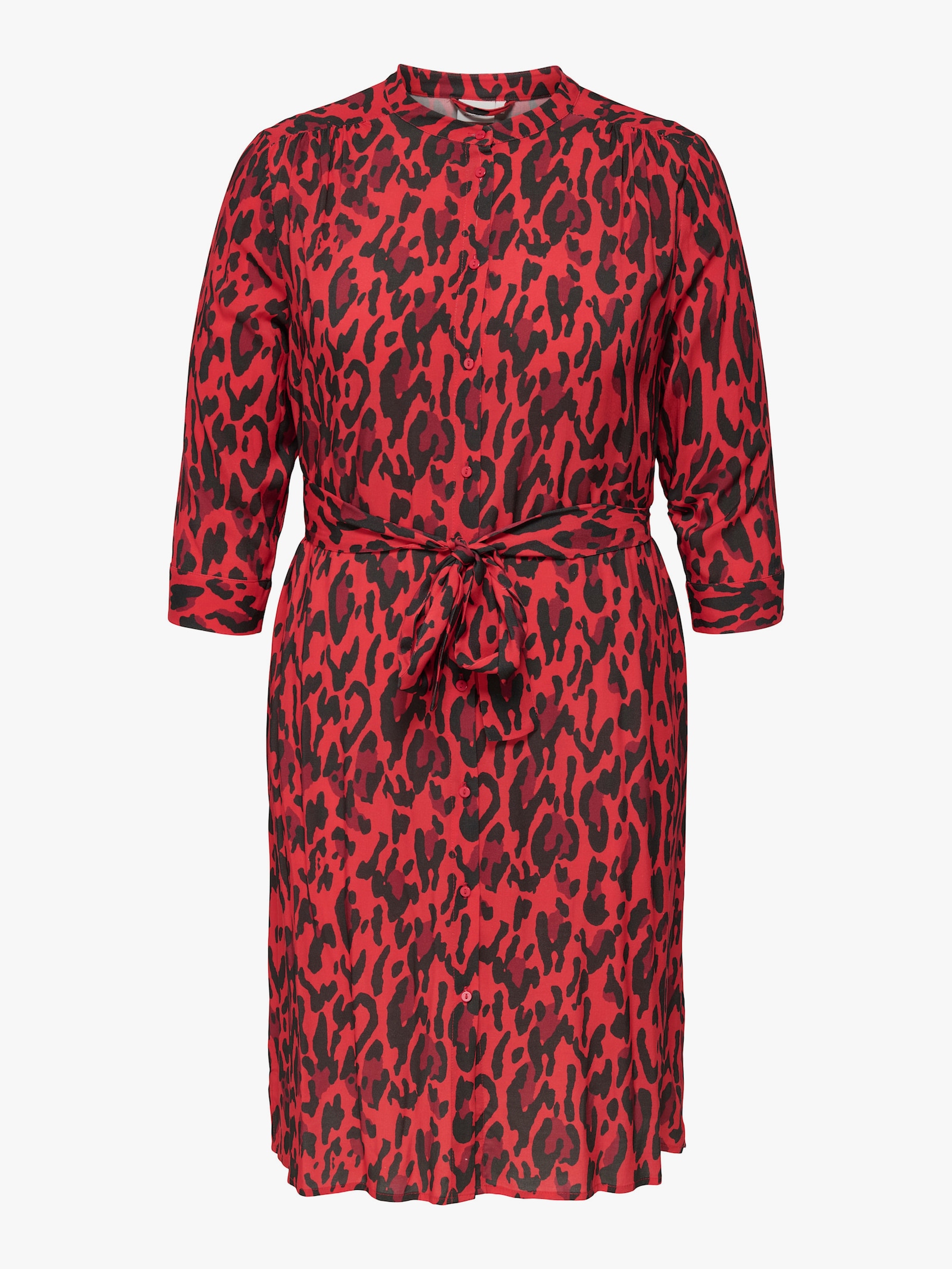 ONLY CARMAKOMA Blusenkleid - poppy red aop:upscaled leo