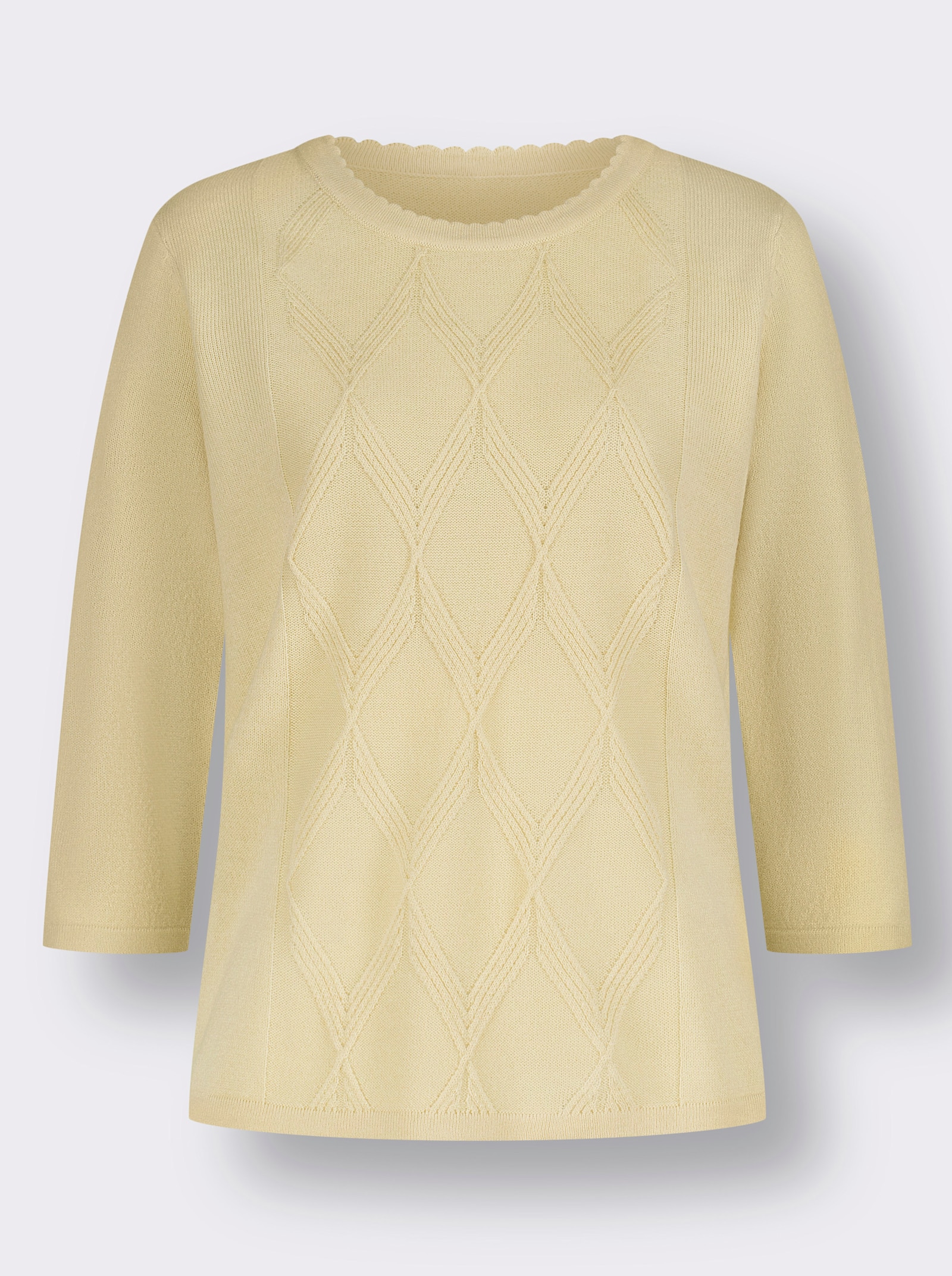 Kurzarmpullover mit Rauten-Muster, pflegeleicht - sand