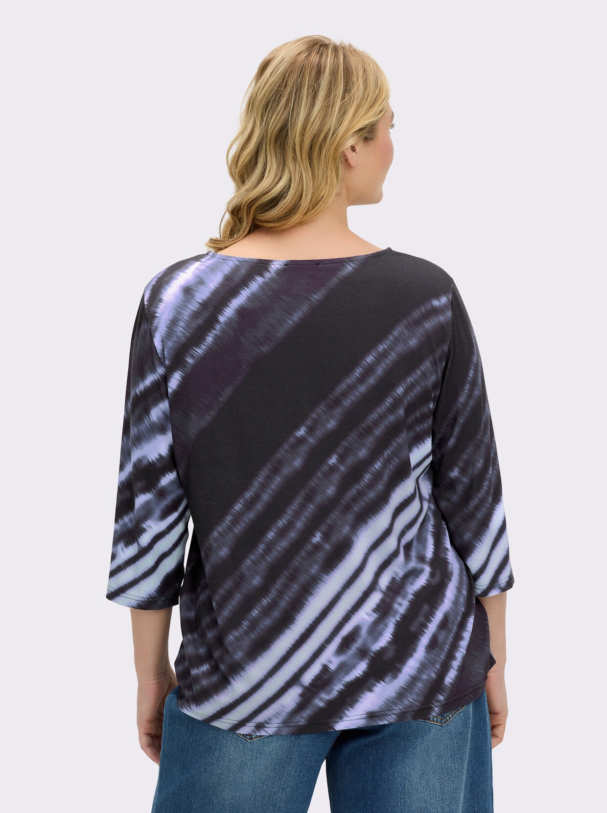 3/4-Arm-Shirt mit diagonalem Druck - marine-bleu-bedruckt