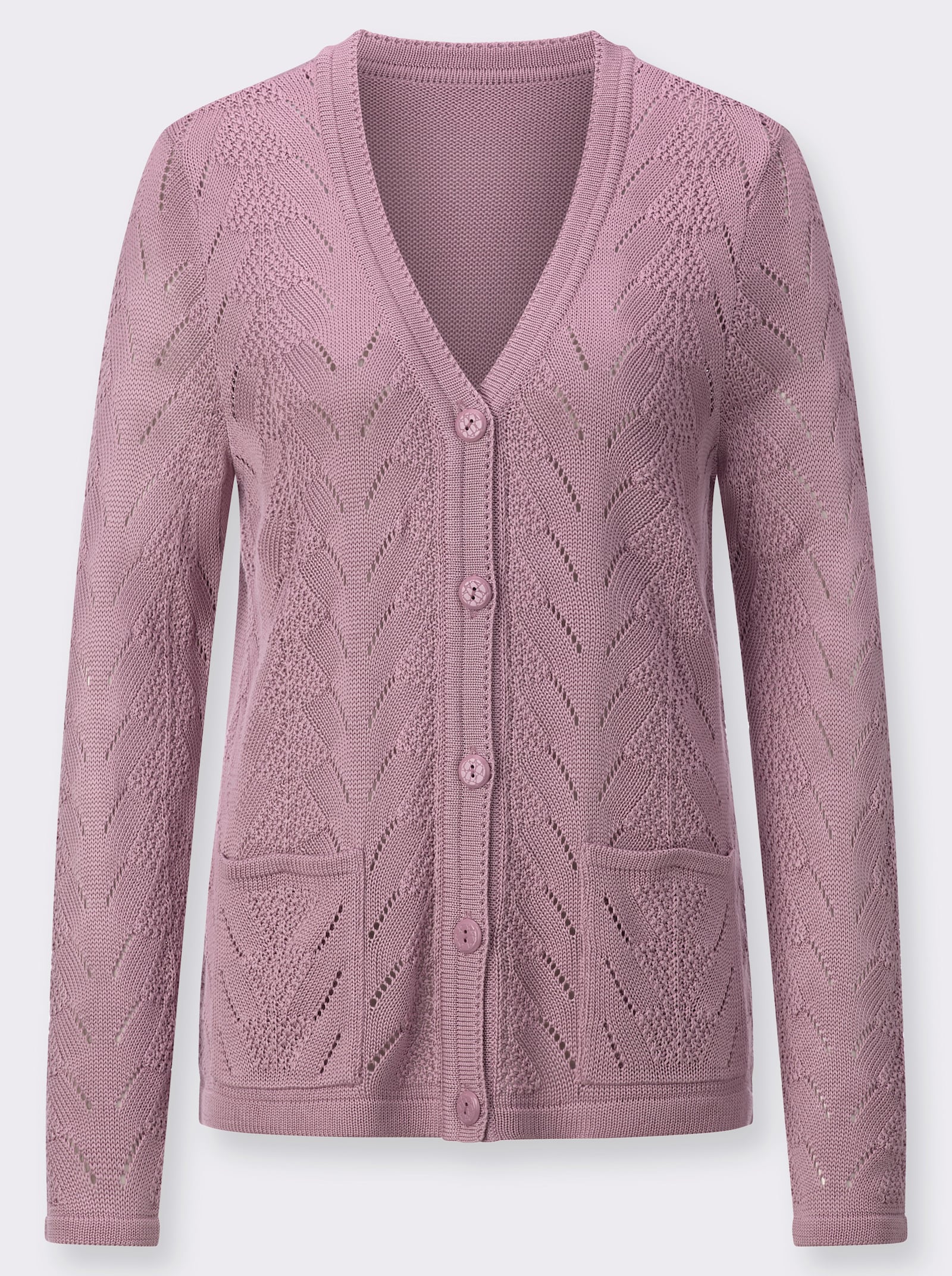 Strickjacke mit 2 aufgesetzten Taschen - mauve