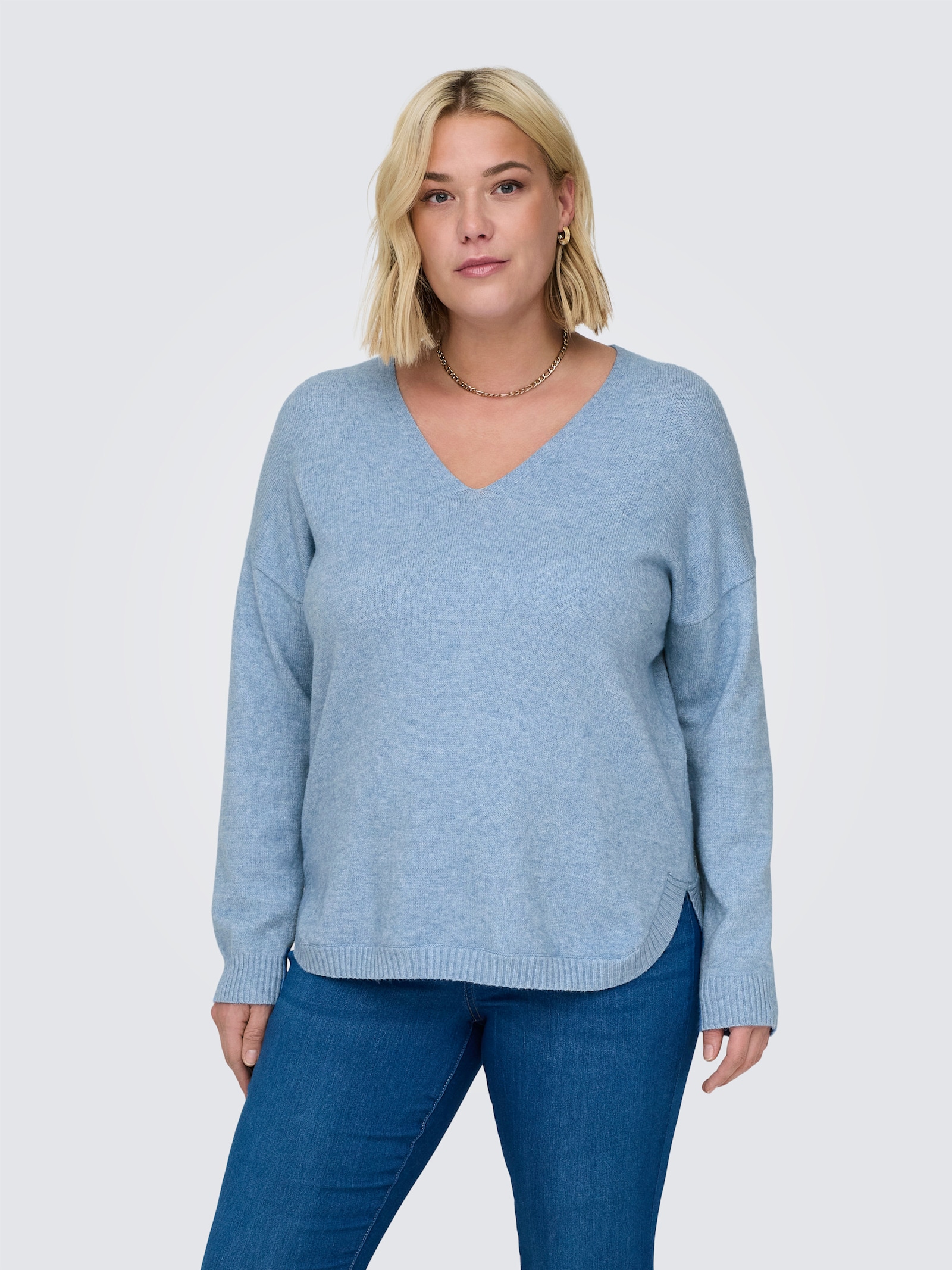 ONLY CARMAKOMA V-Ausschnitt-Pullover - allure detail:melange