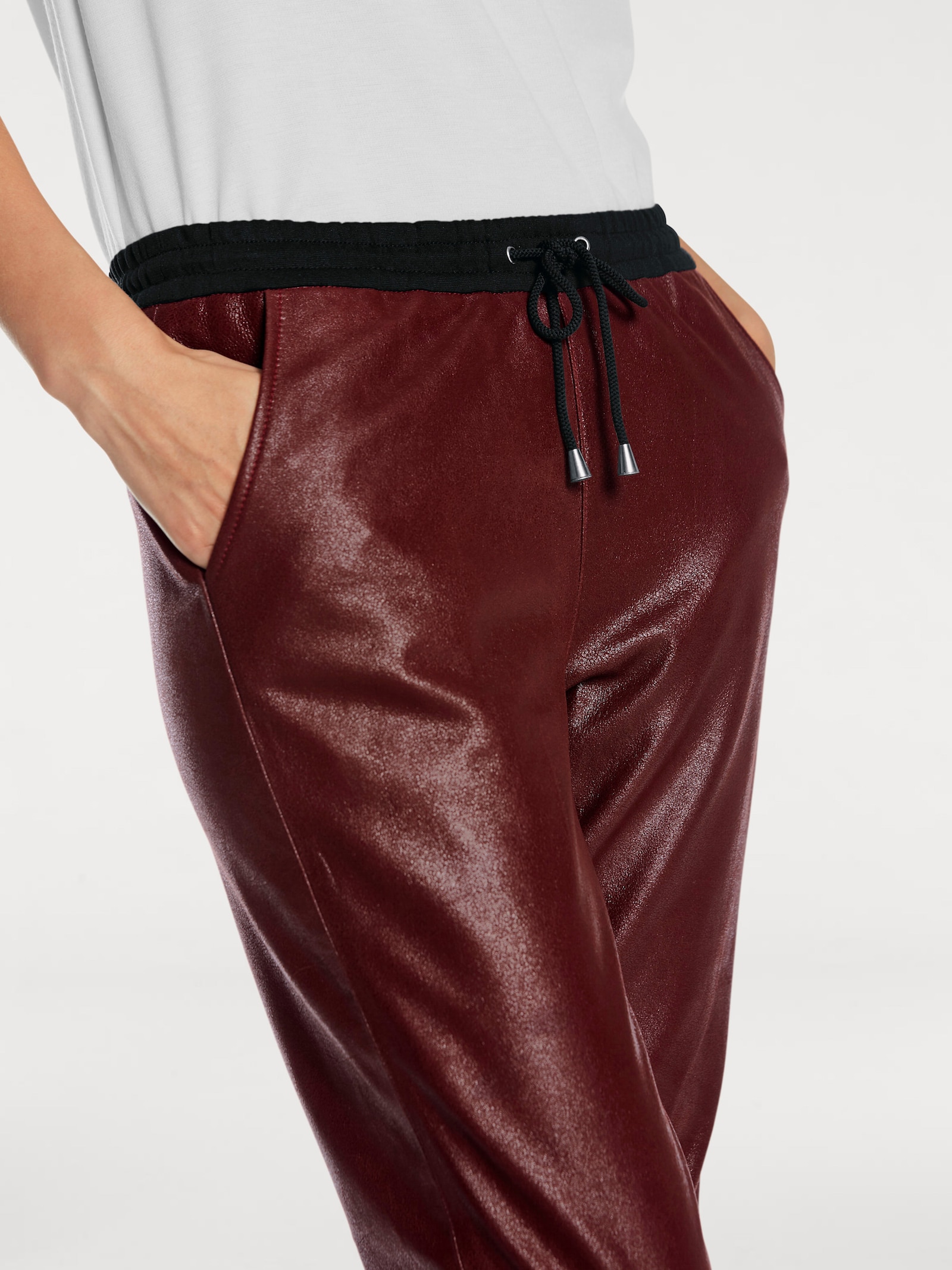 heine Leren broek in jogpantsmodel - bruin