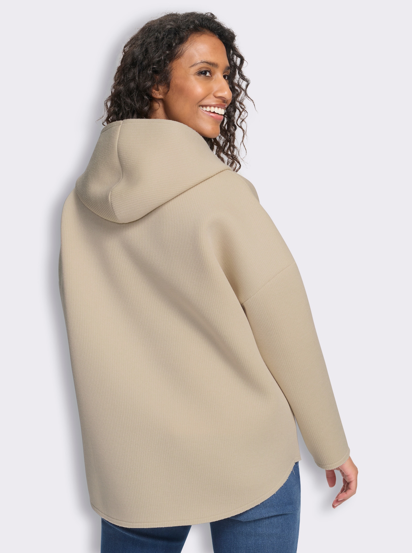 heine Shirtjacke im Materialmix - sand