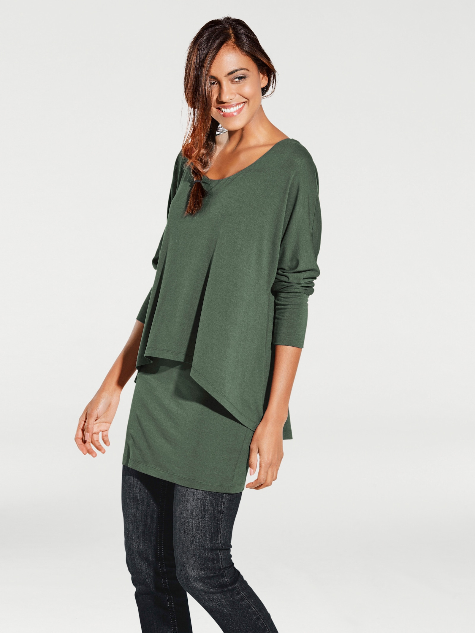 heine Rundhalsshirt mit Fledermaus-Ärmeln - salbei