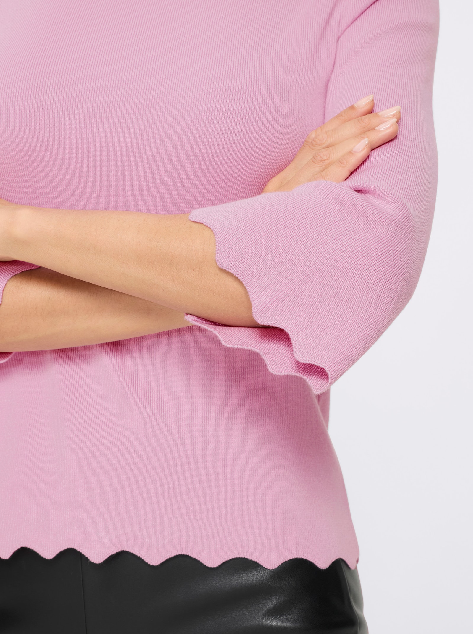 heine Pullover van fijntricot met trompetmouwen - roze