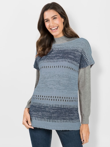 Pullunder mit Glanzgarn - hellblau-bleu-gemustert