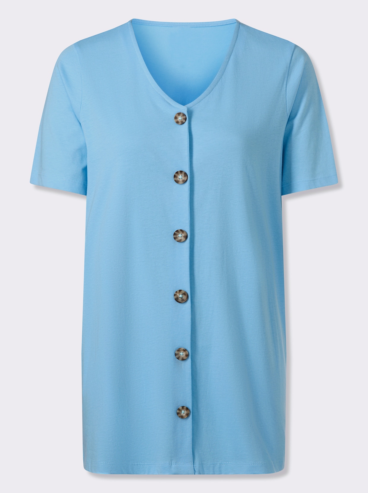 Longshirt mit Zierknopfleiste - aqua