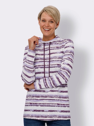 Langarmshirt mit Streifenmuster - feige-ecru-bedruckt