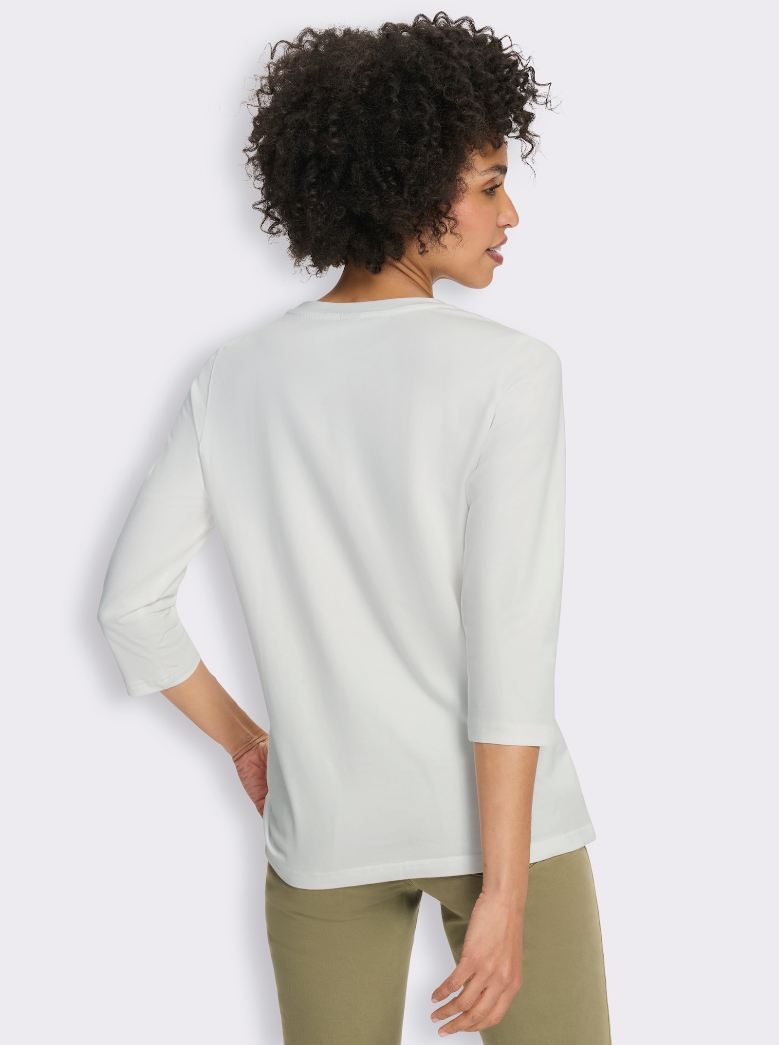 heine 3/4-Arm-Shirt mit Glanz-Details - ecru-braun-bedruckt