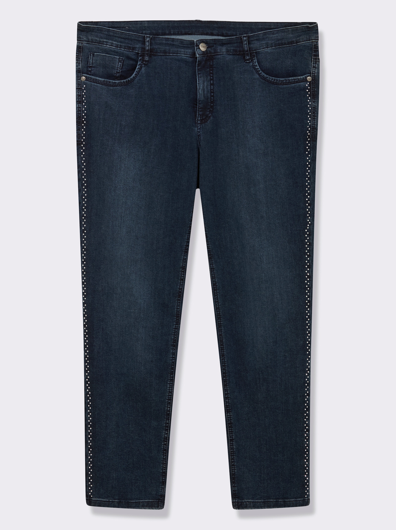 Ascari 5-Pocket-Jeans in Stretch-Qualität, mit Glitzersteinchen - dunkelblau