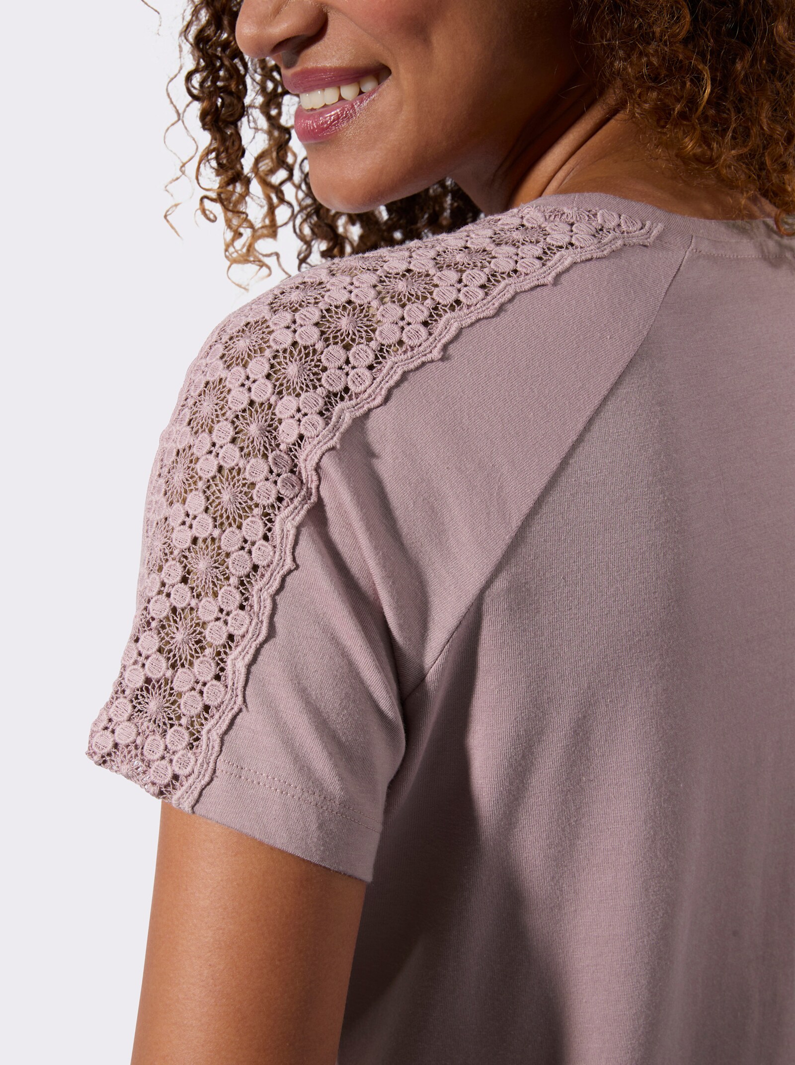 Shirt mit Spitzeneinsätzen - mauve
