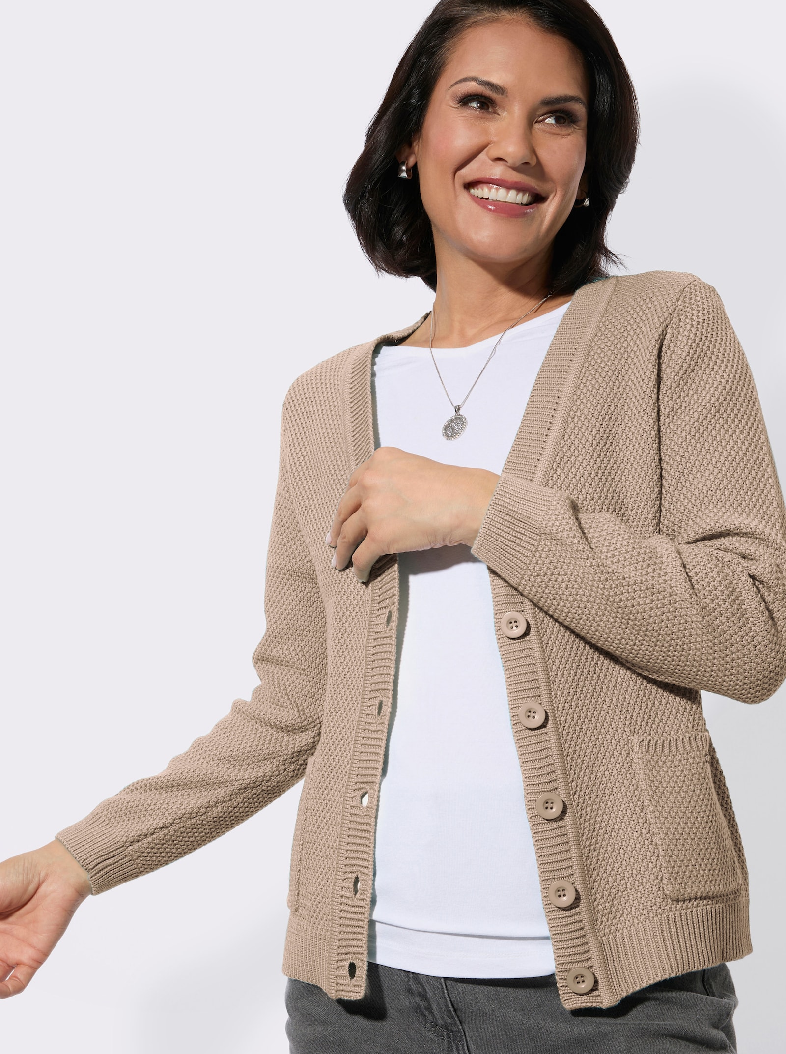 Strickjacke - beige