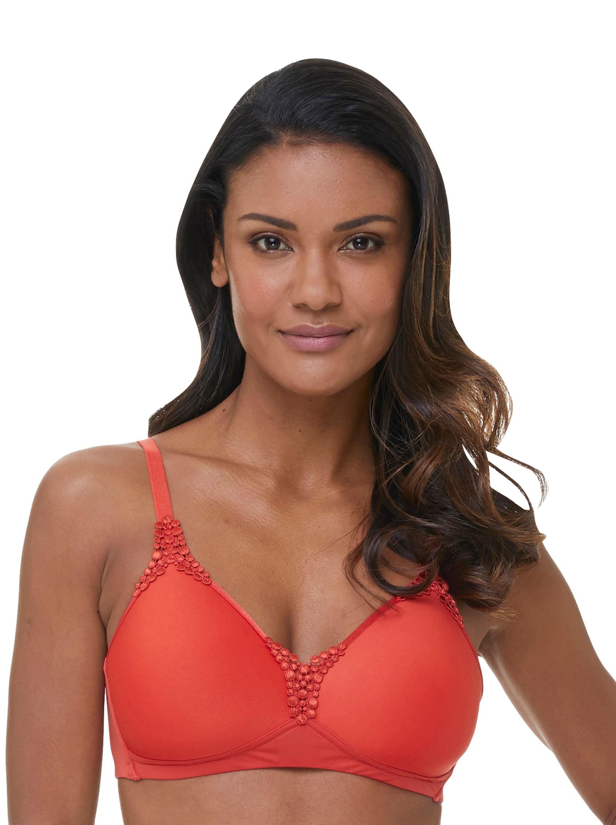 T-Shirt-BH ohne Bügel - korallenrot