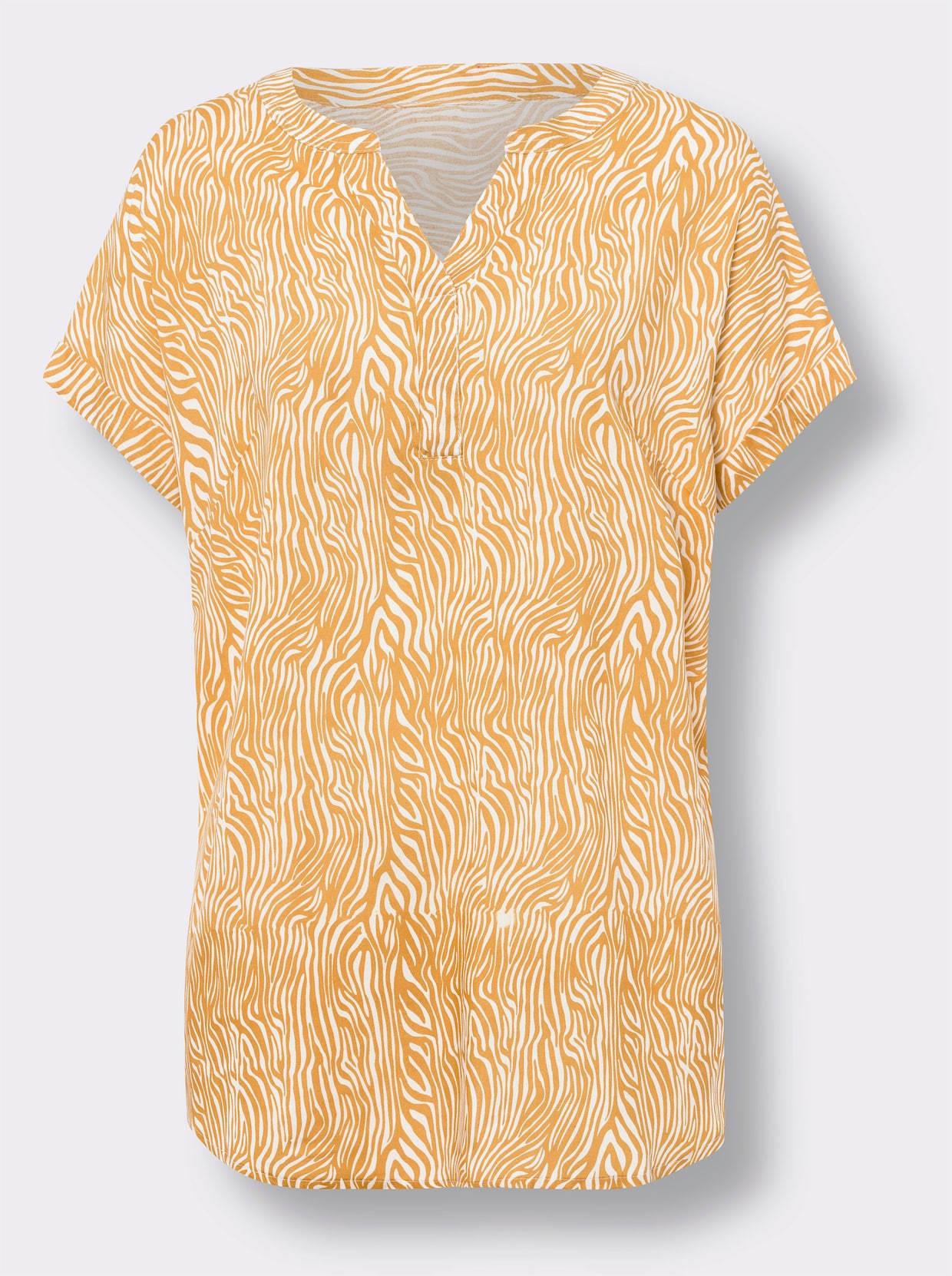 Comfortabele blouse - champagne/oker bedrukt