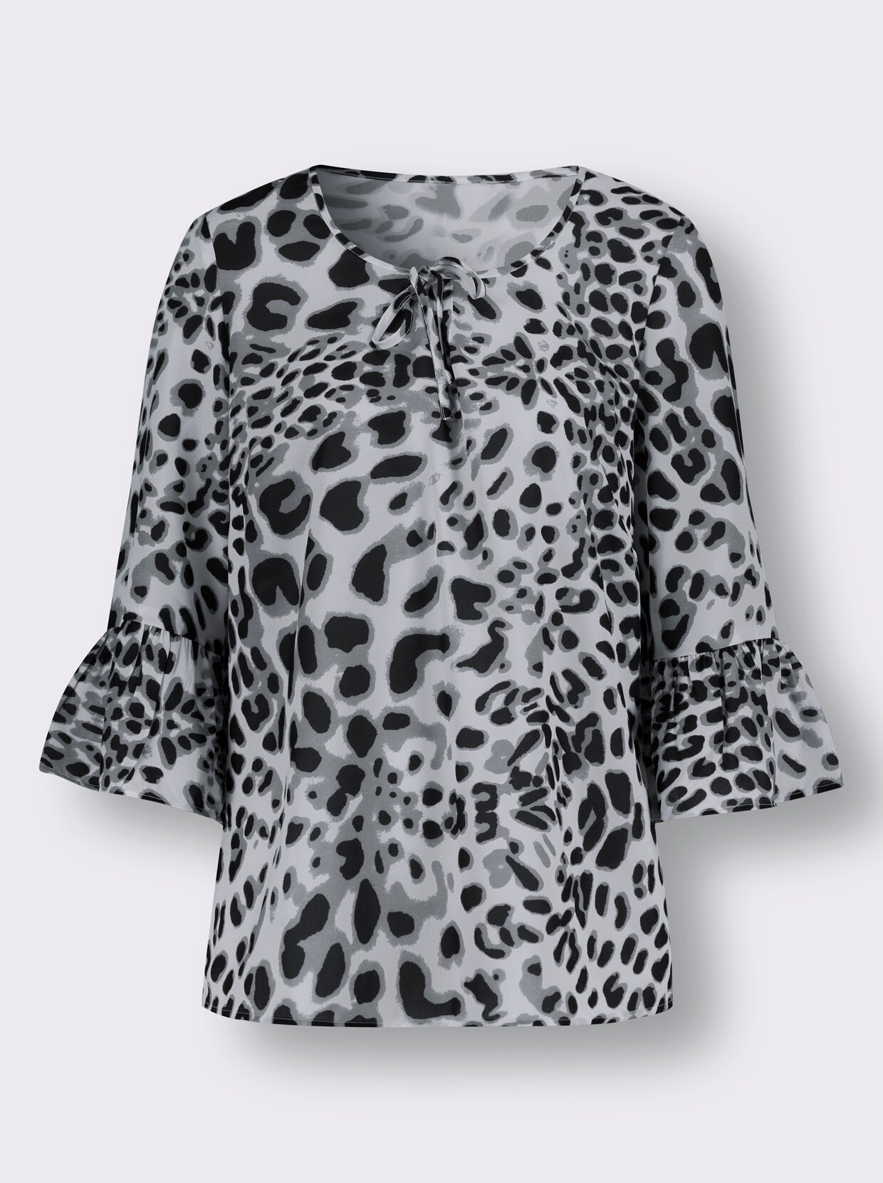 Comfortabele blouse - ecru/zwart geprint