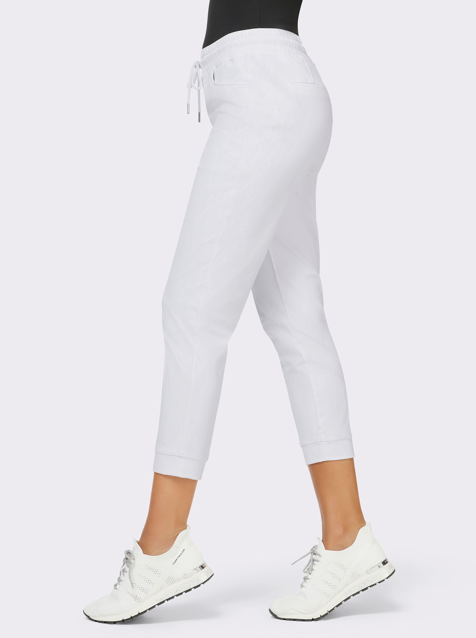 7/8-Hose mit Dehnbund rundum - weiß
