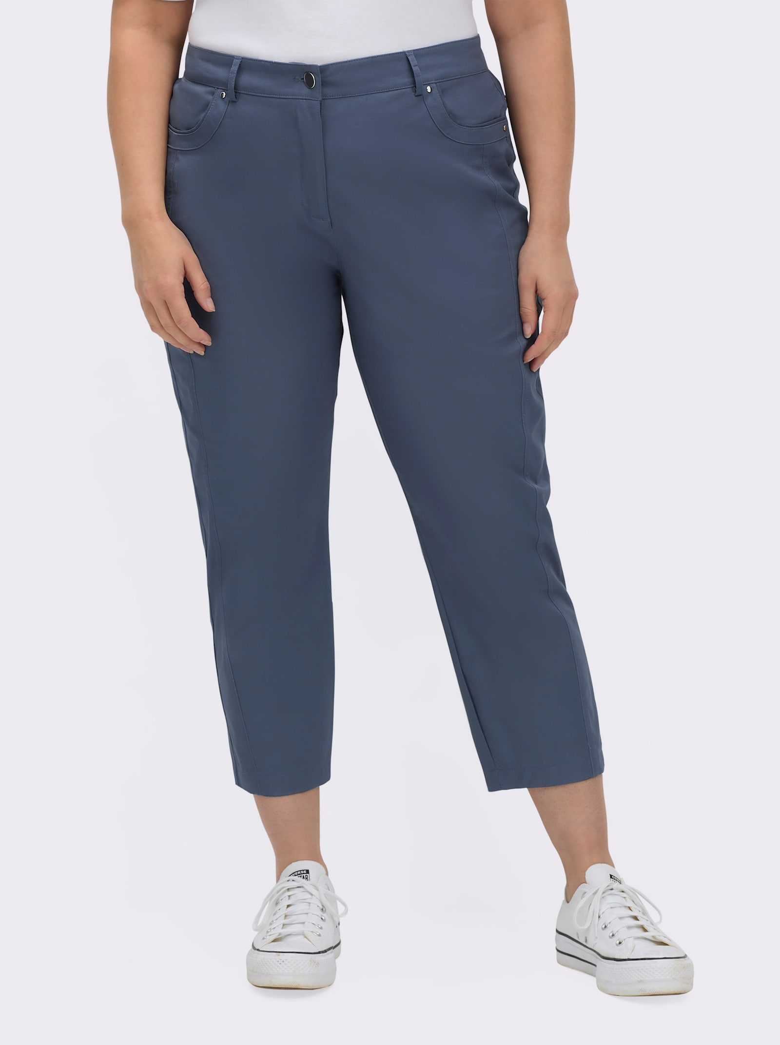 7/8-Jeans mit optisch streckenden Nähten - rauchblau