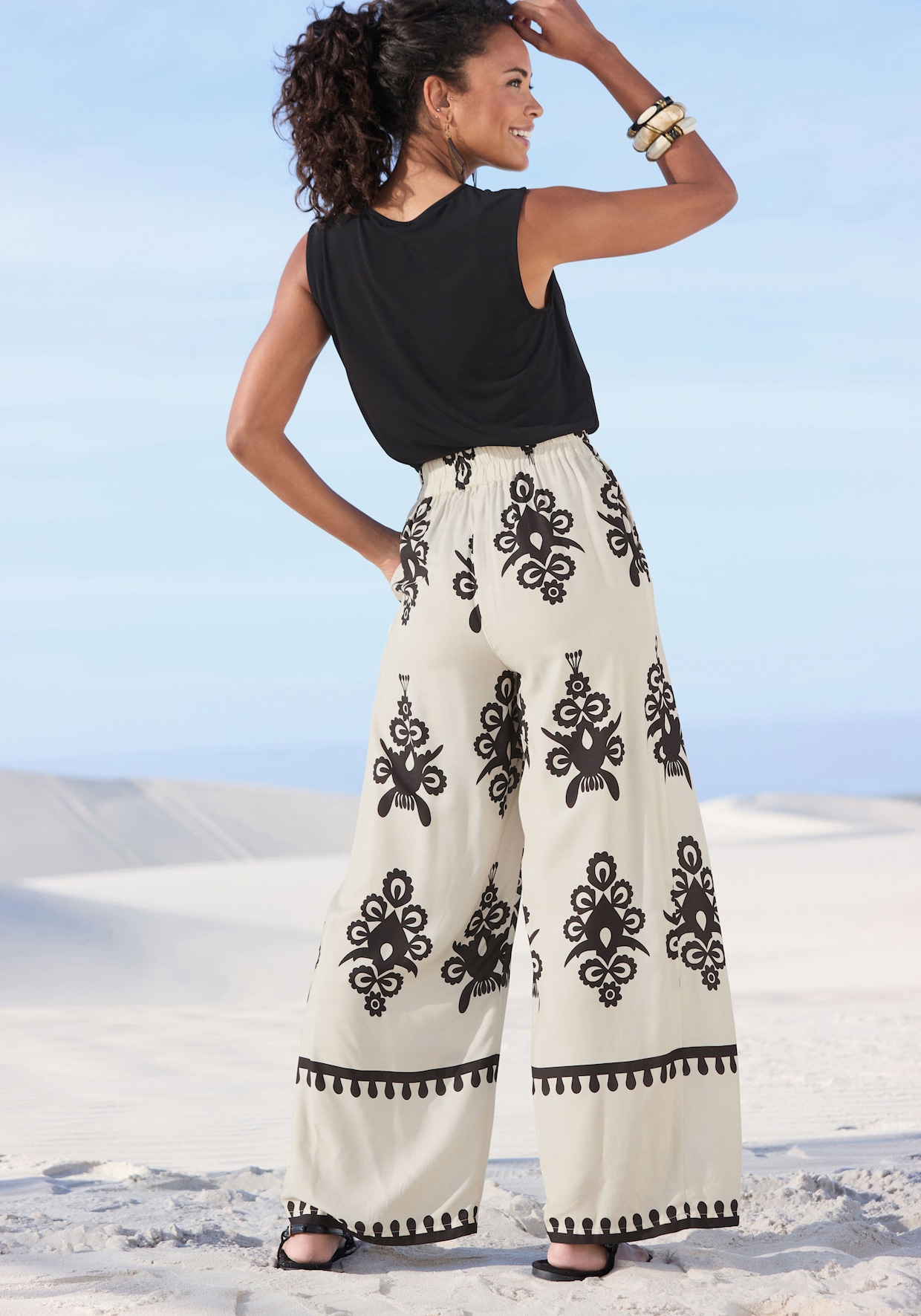 LASCANA Pantalon - sable-noir imprimé