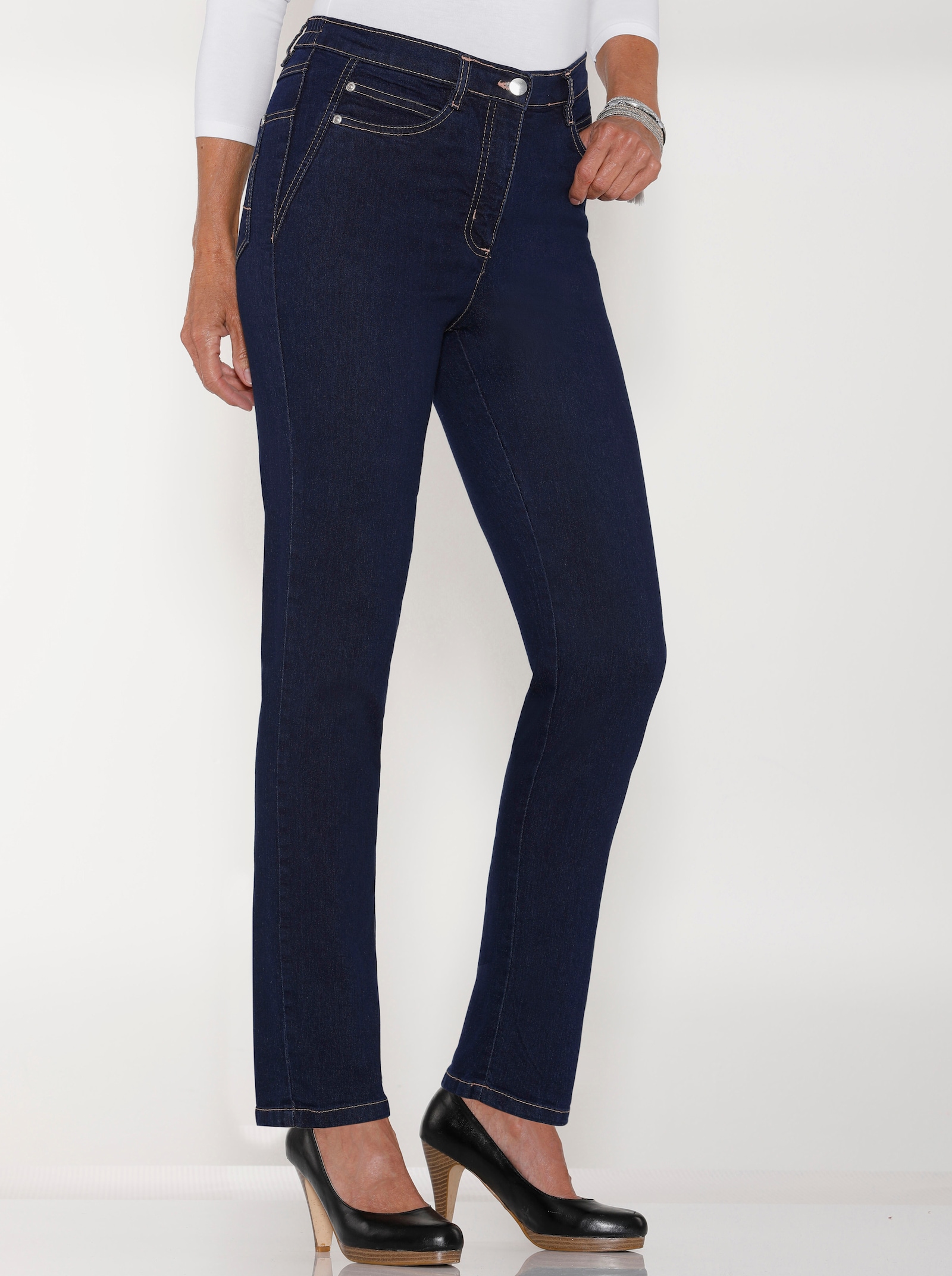 5-Pocket-Jeans mit seitlichem Dehnbund - dark blue