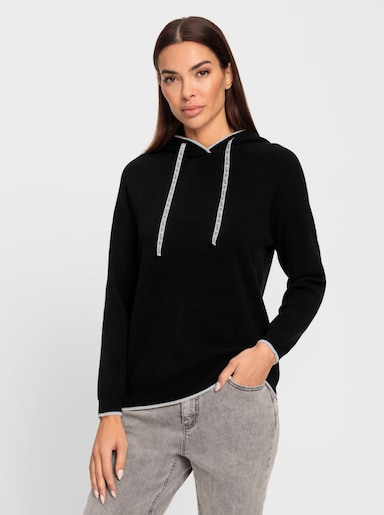 heine Kapuzenpullover mit Kontrastdetails - schwarz