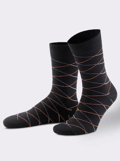 wäschepur Herren-Socken - schwarz-gemustert