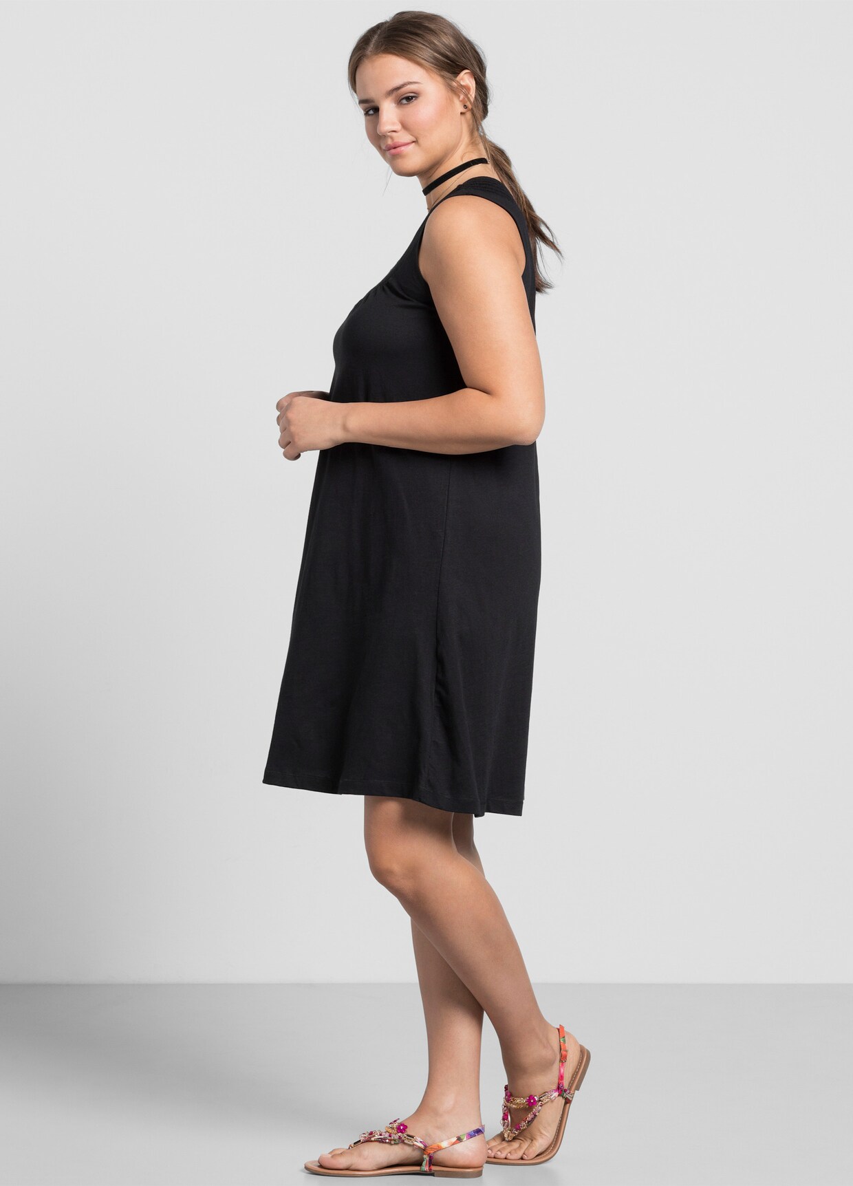 sheego Jersey jurk - zwart