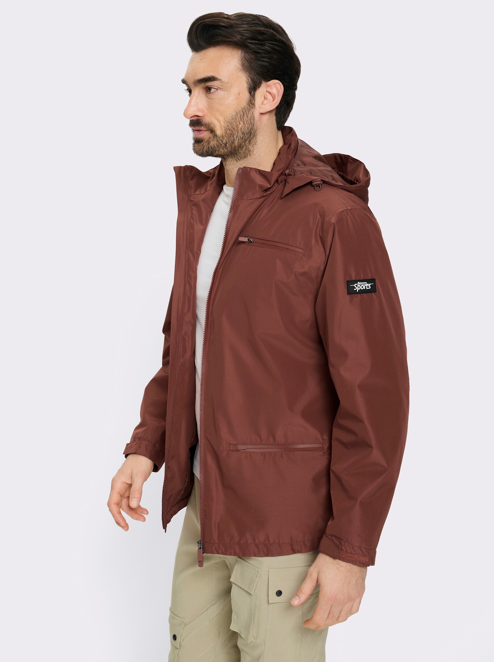 Catamaran Sports Funktionsjacke mit Tunnelzug am Saum - rotbraun