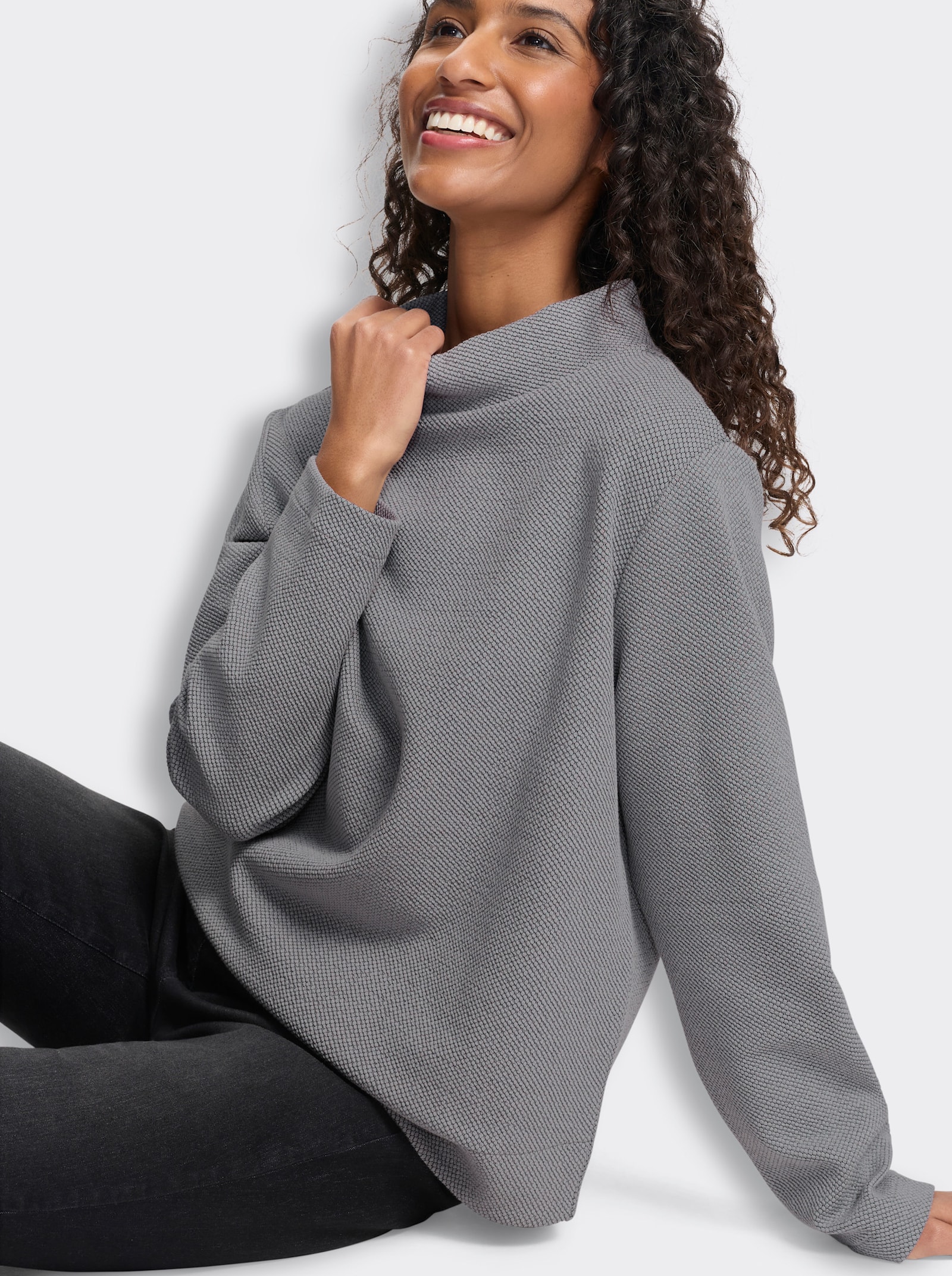 heine Sweatshirt in Melange-Optik - steingrau-meliert