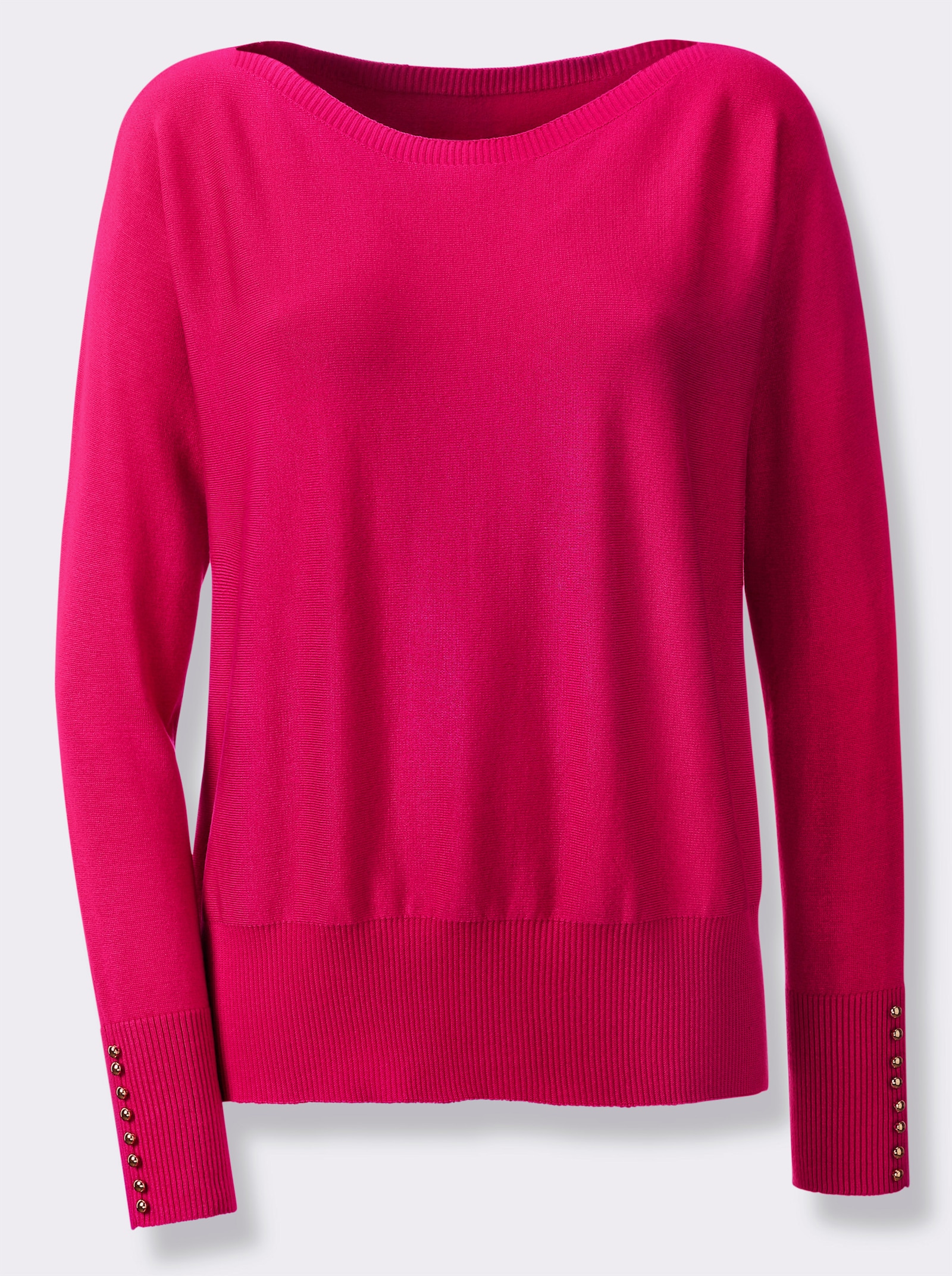 heine Fledermauspullover mit goldfarbenen Zierknöpfen - pink